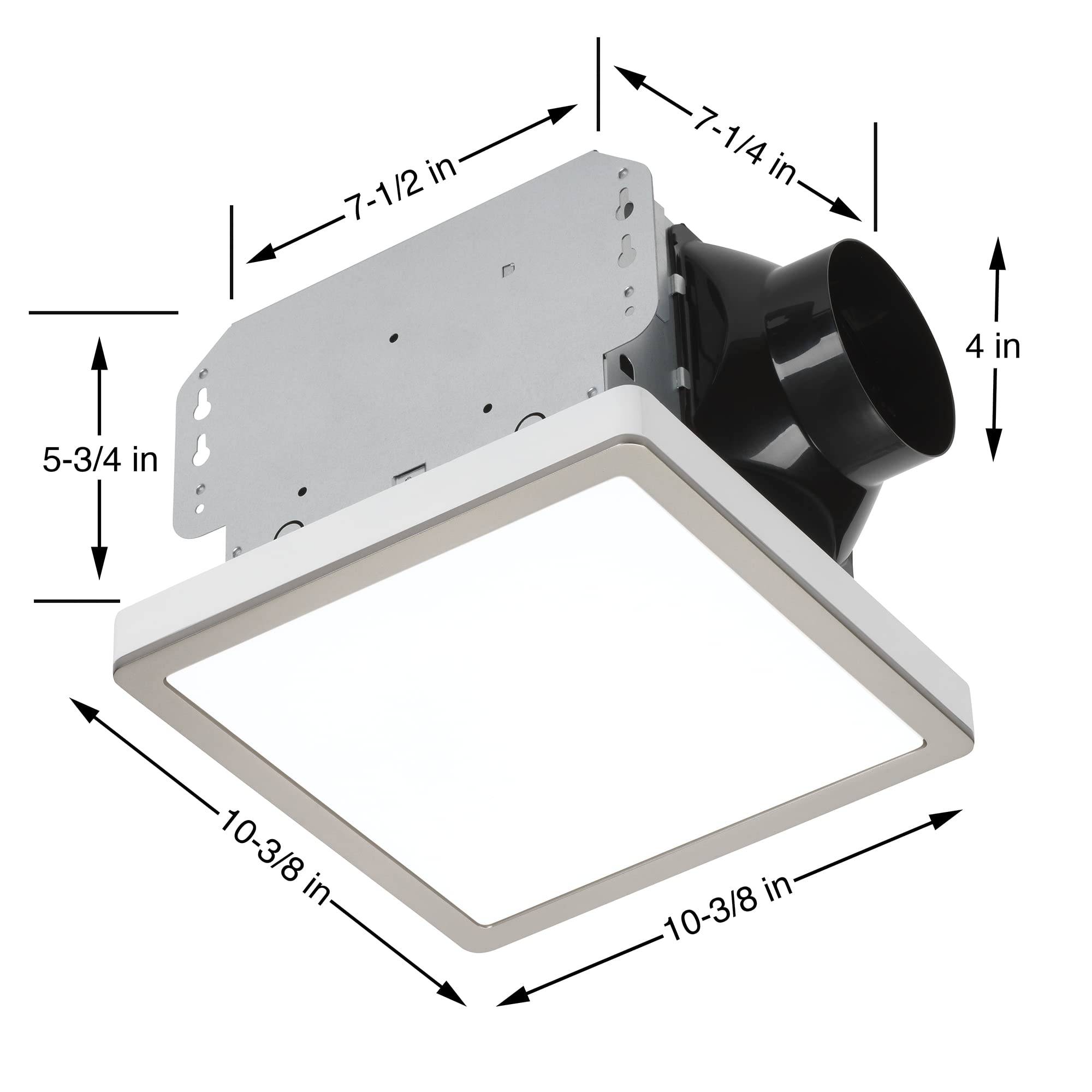 Homewerks 7105-10 Bathroom Fan with LED Light, Ultra Quiet 70 CFM, Brushed Nickel Trim