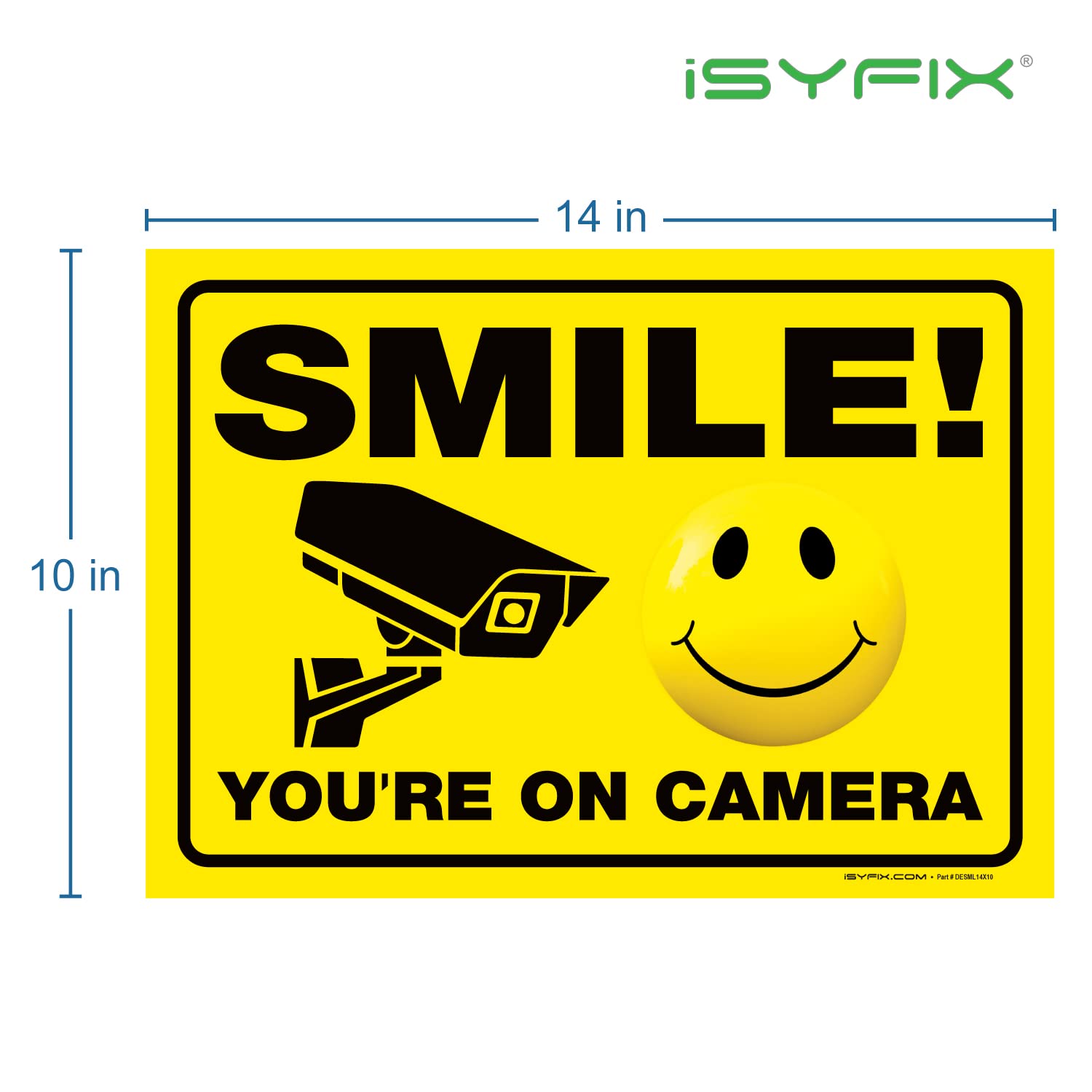 Isyfix Smile You'Re On Camera Stickers For Business   2 Pack 14X10 Inch   Self Adhesive Vinyl, Laminated For Uv Protection, Weat