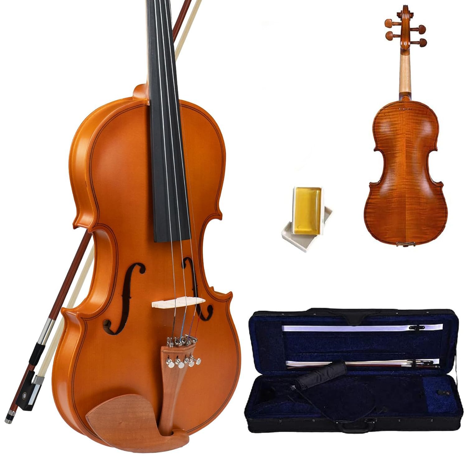 Kadence V100 Vivaldi Violin | 4/4 Full Size with Spruce Wood Top & Maple Wood Body | Ebony Wood Bow | Includes Lightweight Hard 