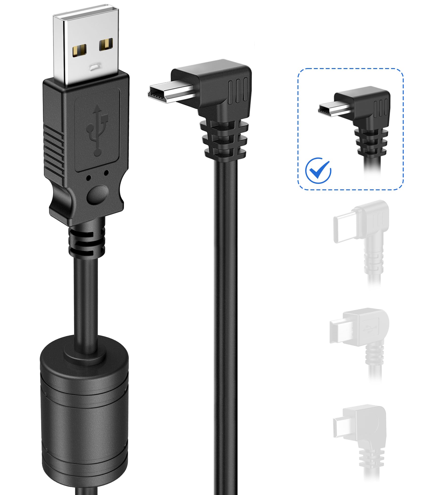 Gonifeto Charger Cable For Garmin Gps,(3Ft 18Awg) Thicker Shielded Mini Usb Charging Cord For Garmin Nuvi,90 Degree Gps Replacem