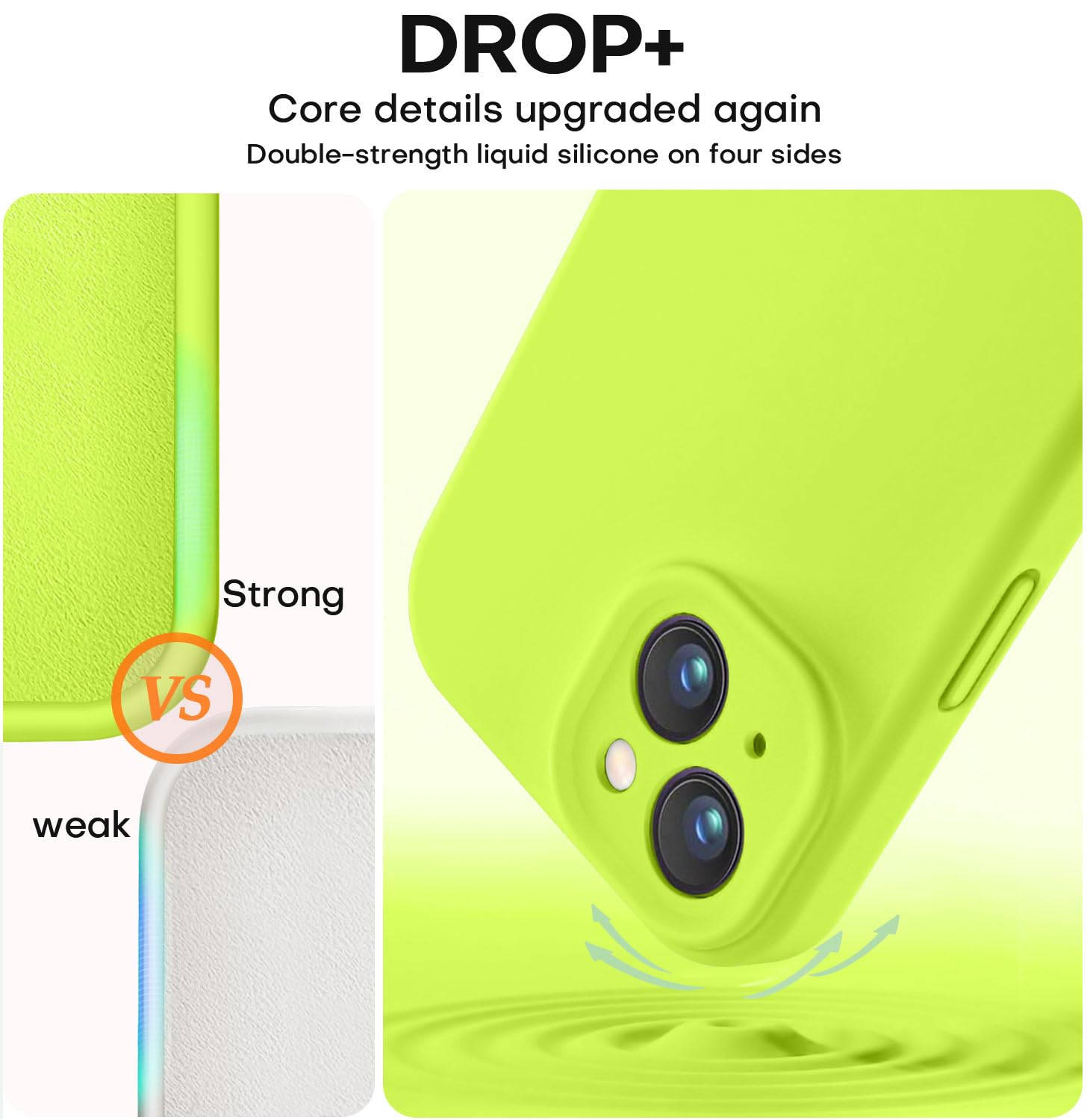 Vooii Compatible With Iphone 15 Case,Upgrade Defender Liquid Silicone,[Enhanced Camera Protection][Soft Anti Scratch Microfiber