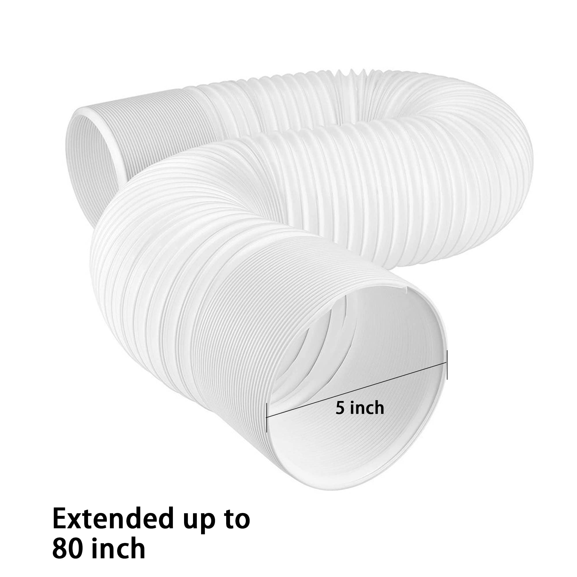 Air Conditioner Exhaust Vent Hose   5'' Diameter, 80'' Length, Angooni Universal Counter Clockwise Thread Air Vent Compatible Wi