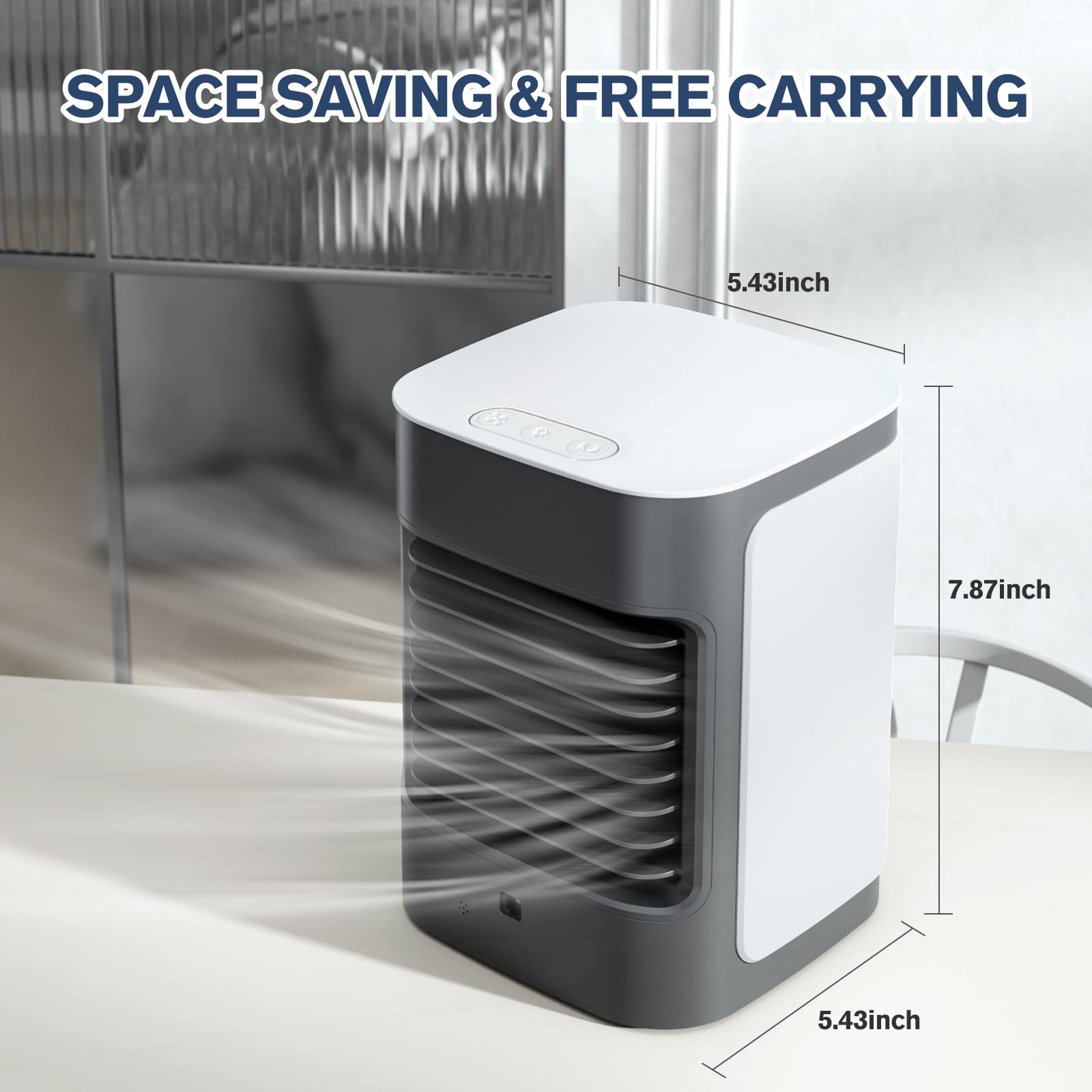 Lavpit Evaporative Portable Air Cooler, 100 Oscillating Mini Air Conditioner, 3 Speeds, 7 Color Led Lights, Usb Powered, Persona