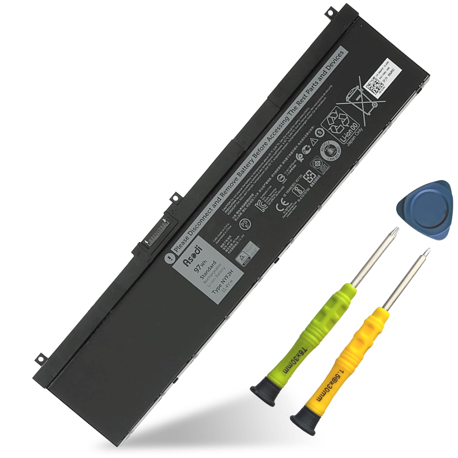 Asodi Nyfjh 97Wh 6 Cell Laptop Battery Replacement For Dell Precision 7530 7730 7540 7740 P74F P34E Series 0Nyfjh 0Wmrc Gw0K9 0N