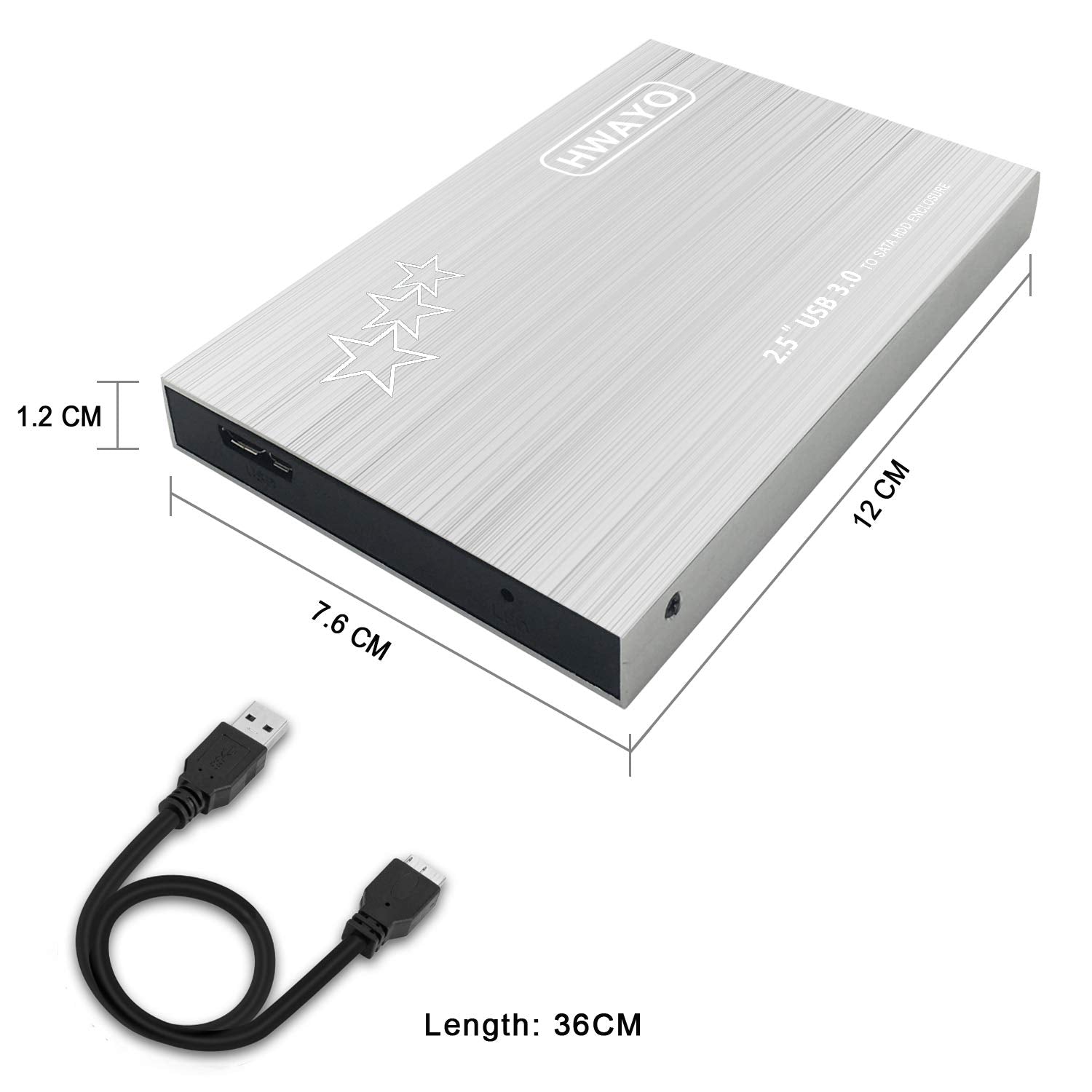 Hwayo 320Gb External Hard Drive Portable 2.5'' Ultra Slim Hdd Storage Usb 3.0 For Pc, Laptop, Mac, Chromebook, Xbox One (Silver)