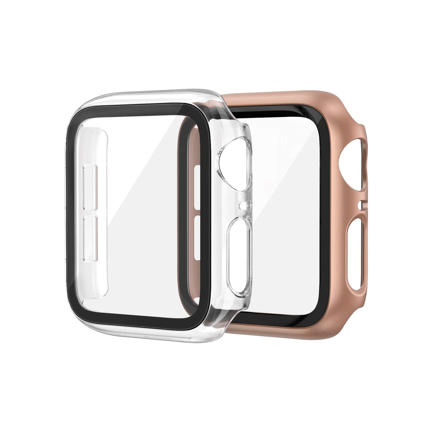 EDIMENS 2 Pack Hard PC Case Compatible with Apple Watch Series 6 / SE / 5/4 40mm Women Men, Overall PC Case Slim Tempered Glass 