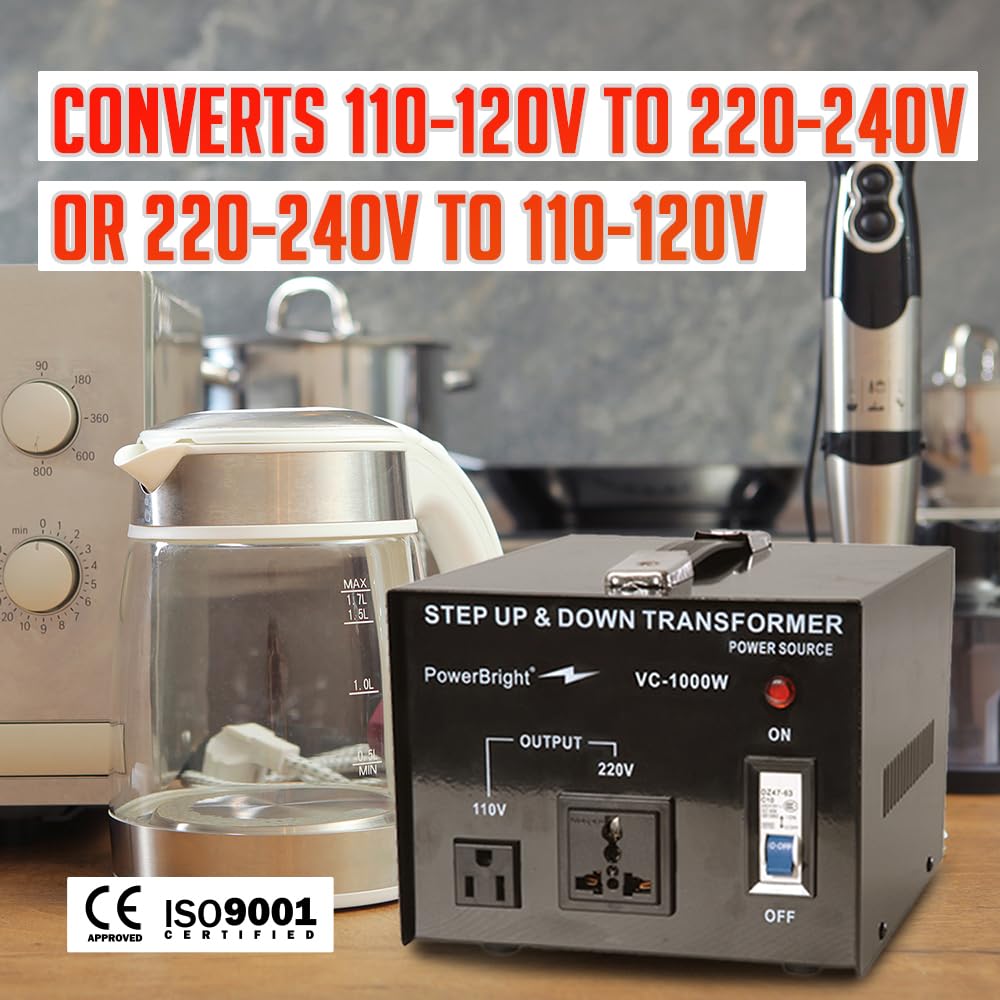 Powerbright Step Up & Down Transformer, Power On/Off Switch, Can Be Used In 110 Volt Countries And 220 Volt Countries, Convert From 220 240 Volt To 110 120 Volt And From 110 120 Volt To 220 240(3000W)
