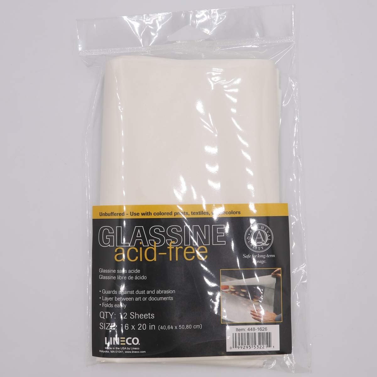 Lineco, 16X20 Glassine Sheets, Acid Free Unbuffered Interleaving Tissue, White