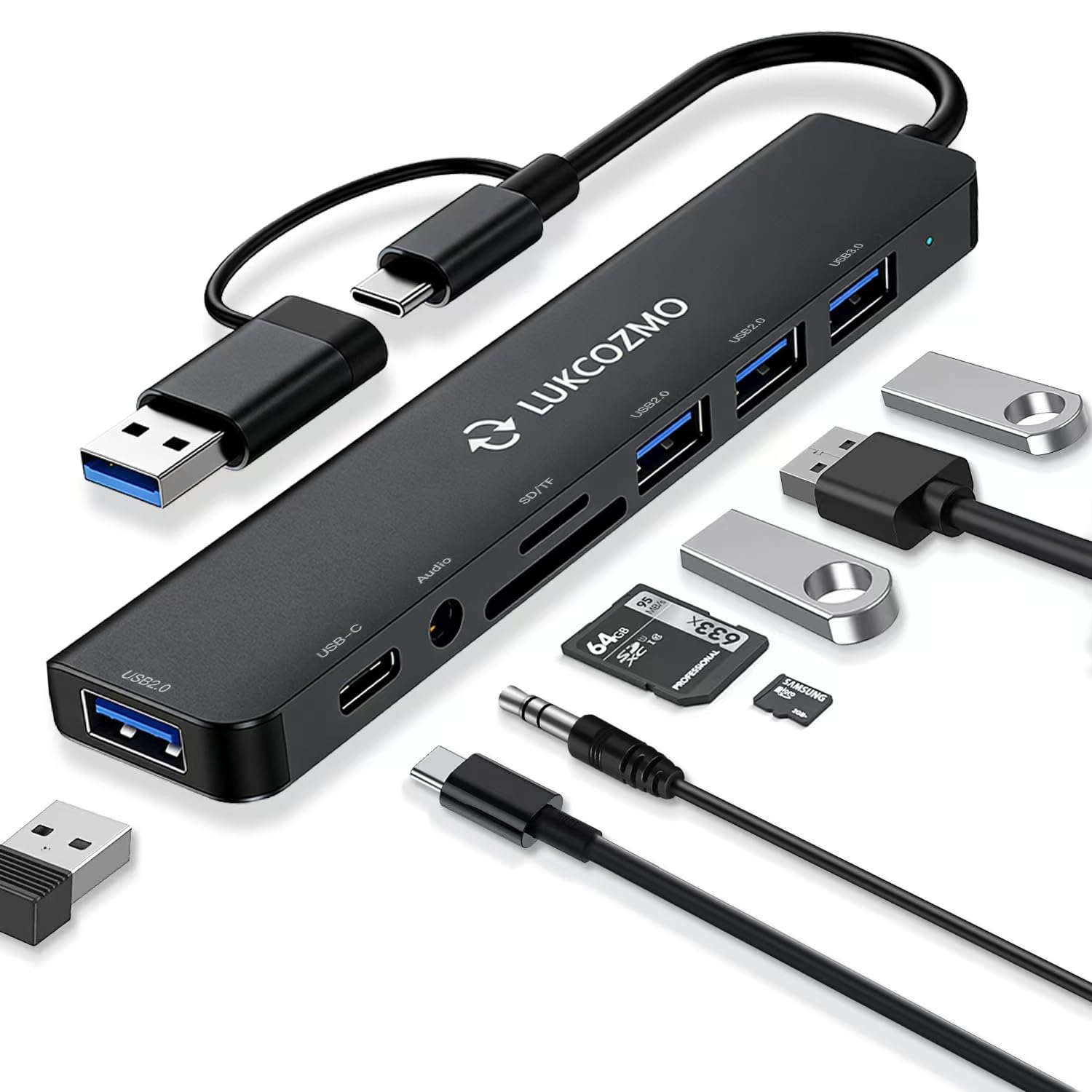 USB C Docking Station with Ethernet, 8 in 1 Docking Station to HDMI Adapter Displayport SD TF Card Reader, USB, 100W PD for USB 