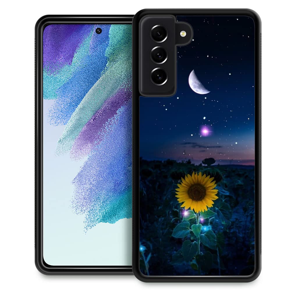 Zhegailian Compatible With Samsung Galaxy S23 Case,Sunflower Moon Starry Sky Samsung Galaxy S23 Cases For Girls,Non Slip Soft Tp