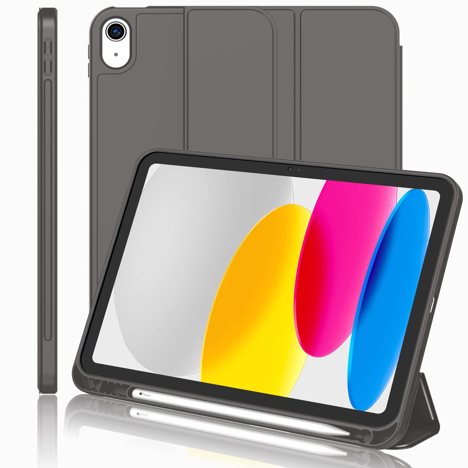Imieet New Ipad (A16) 11Th Generation Case 11 Inch 2025, Ipad 10Th Generation Case 2022 10.9 Inch With Pencil Holder, Trifold Stand Smart Cover With Soft Tpu Back,Auto Wake/Sleep(Space Gray)
