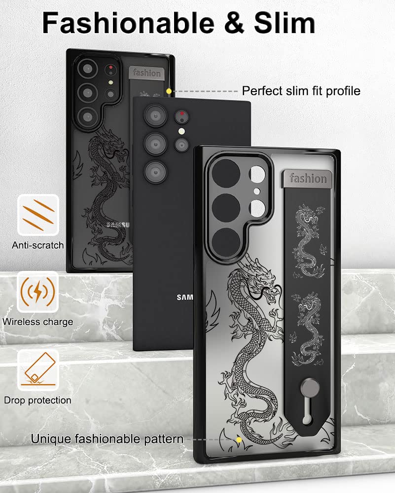 Cisland Cute Samsung Galaxy S23 Ultra Case With Strap Stand Finger Kickstand, Cute Case For Women Girly Designer For Girls Aesth