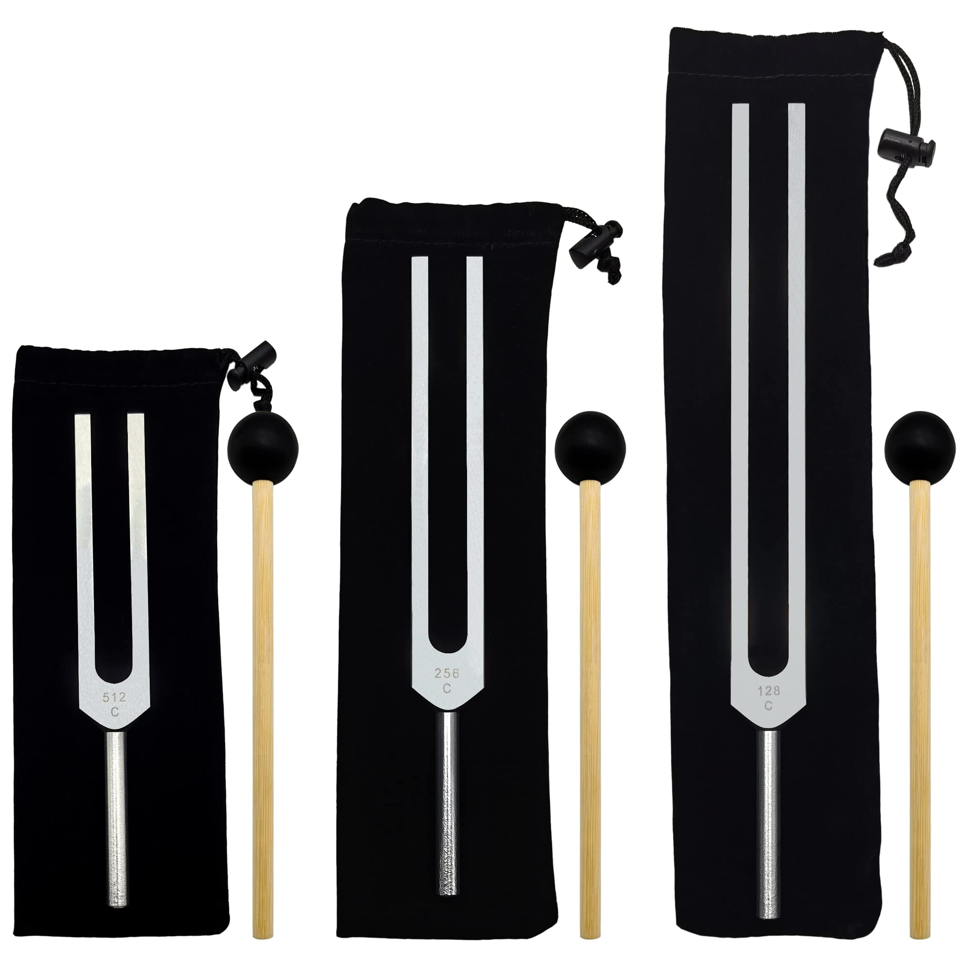 3 Packs Therapeutic Tuning Forks Set (128C Hz, 256C Hz, 512C Hz) Medical Sound Healing Therapy Tuners With Hammers For Sound Hea
