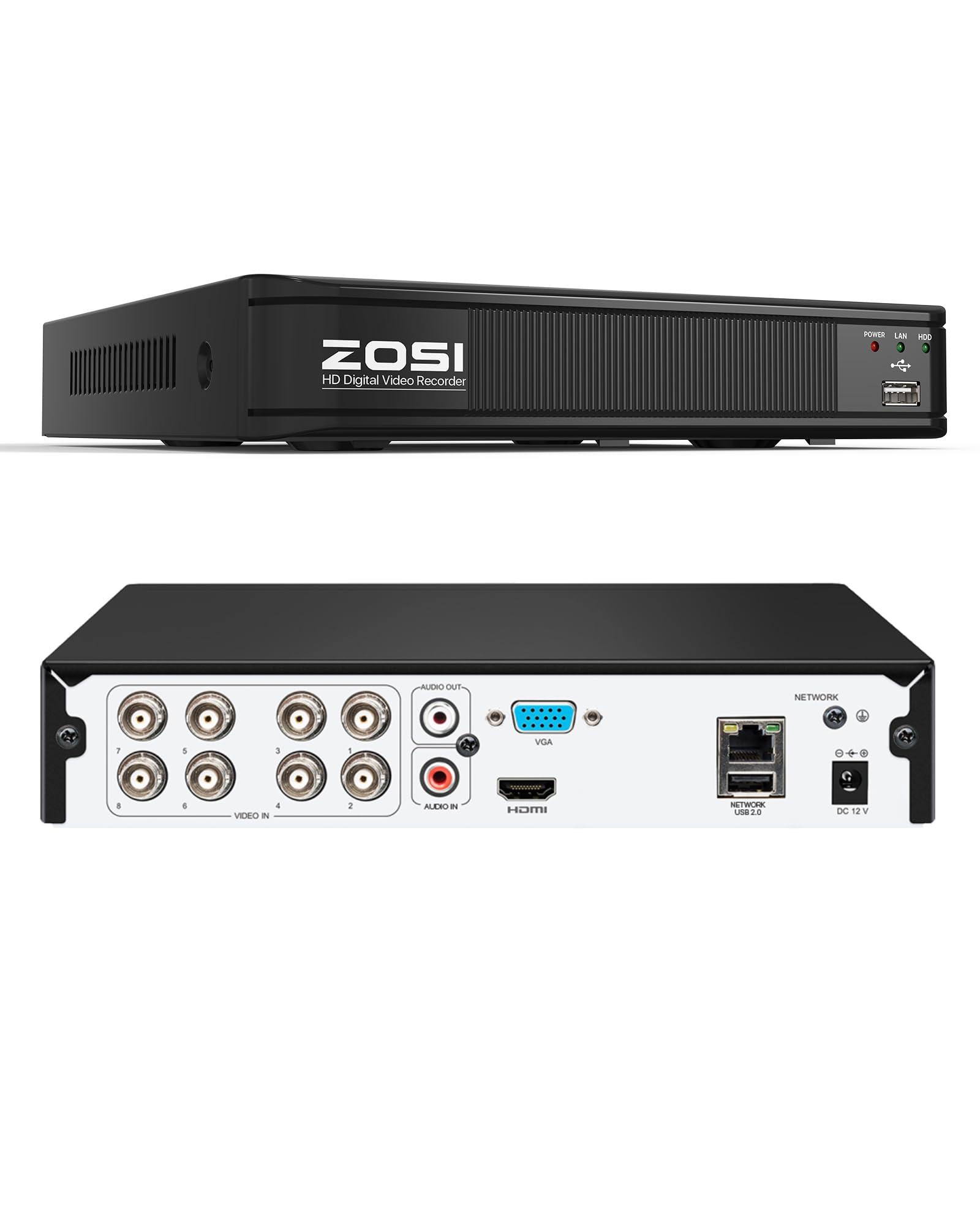 ZOSI H.265+ 5MP 3K Lite CCTV DVR 8 Channel Full 1080p, AI Human Vehicle Detection, Remote Access, Hybrid Capability 4-in-1(Analo