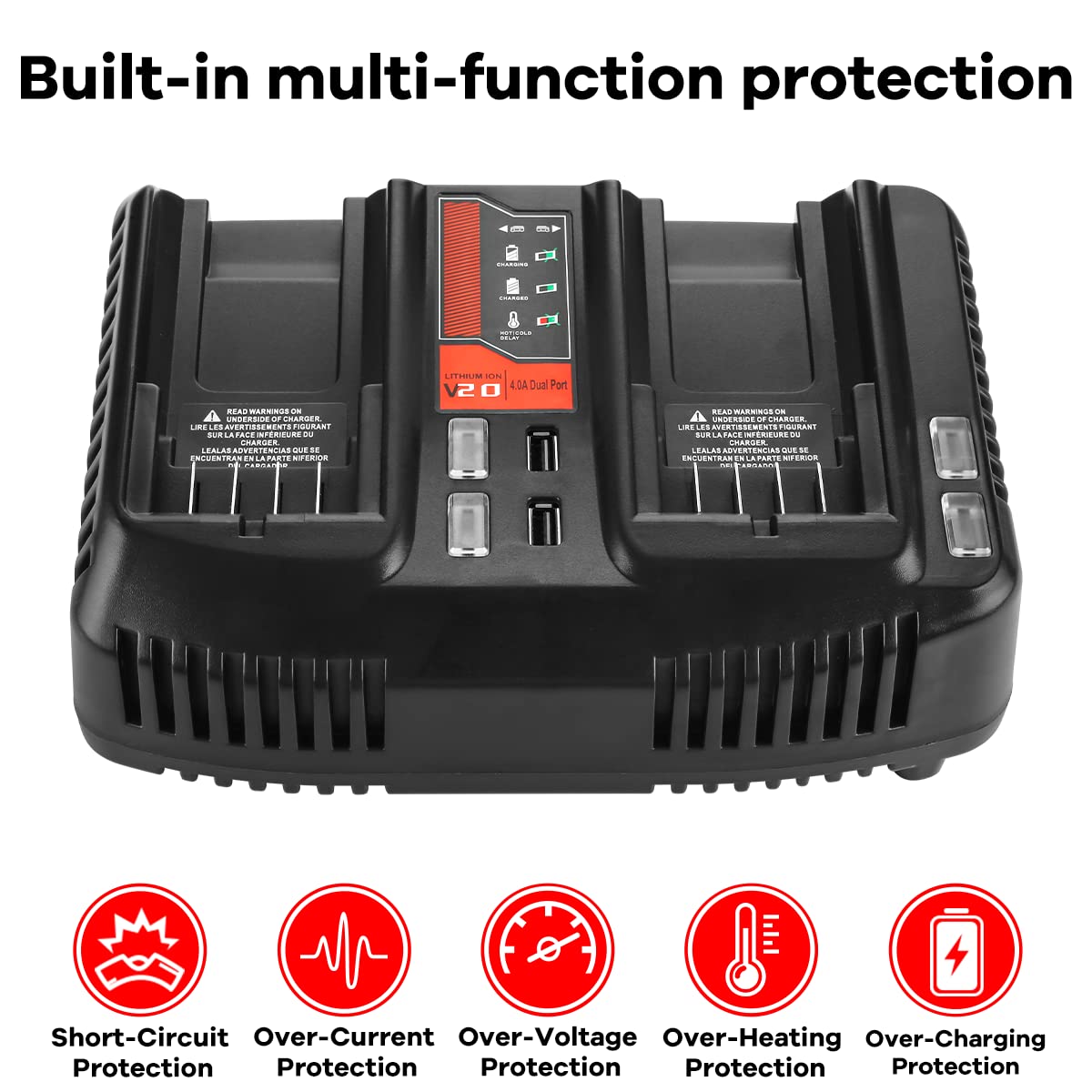 Dual Port 20V Fast Charger For Craftsman V20 Lithium Battery Charger Cmcb104 Cmcb204 Cmcb202 Cmcb201 Cmcb209 Cmcb205 Cmcb100 Cmc