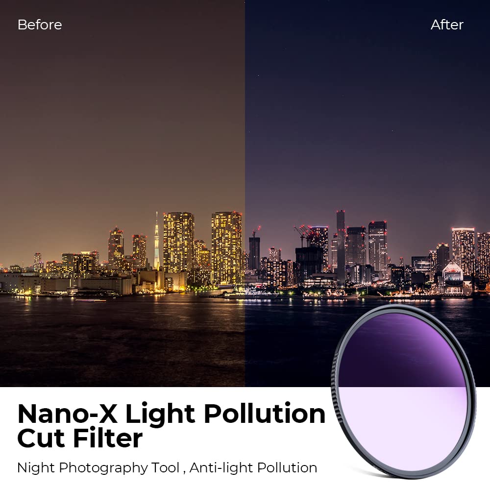 K&F Concept 72Mm Clear Natural Night Filter Light Pollution Reduction Filter For Night Sky/Star (Nano X Series)
