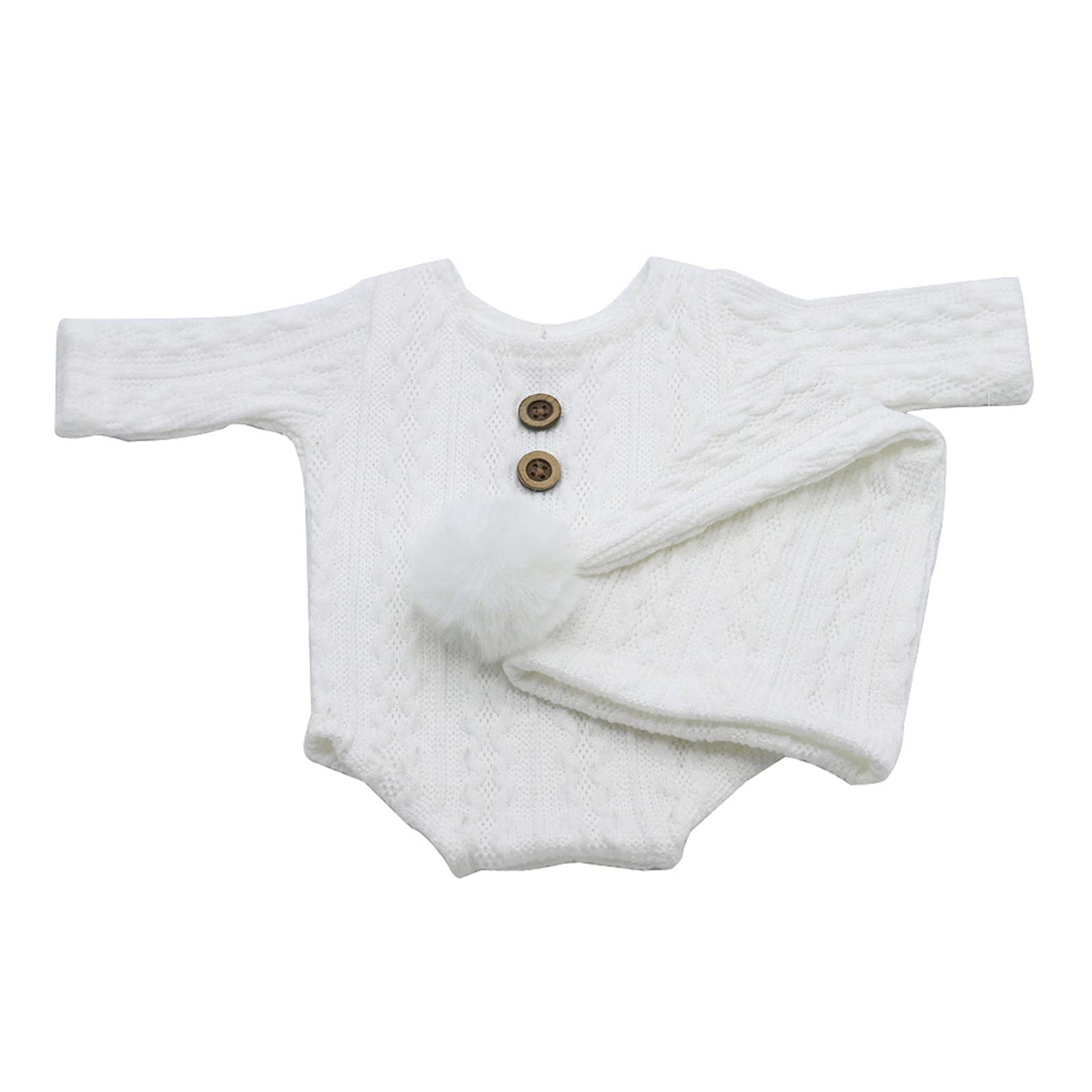 Christmas Newborn Baby Photo Shoot Props Outfits Crochet Clothes Santa Claus Red Hat Pants Photography Props (White)