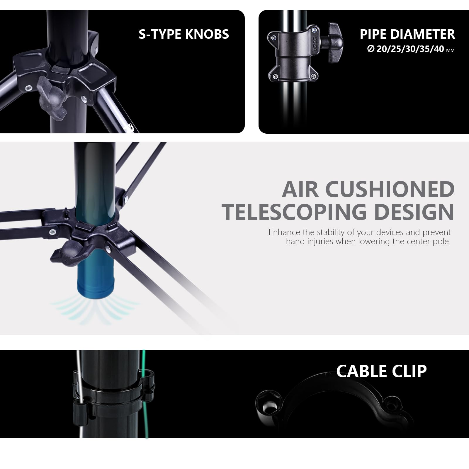 ?16' Heavy Duty? Raubay Extreme Tall Video Camera Sports Tripod Stand Air Cushioned Telescoping Aluminium Alloy Light Stand With 1/4'& 3/8' Screw Adapter, Professional Sky High Tripod   Tt480 Black�