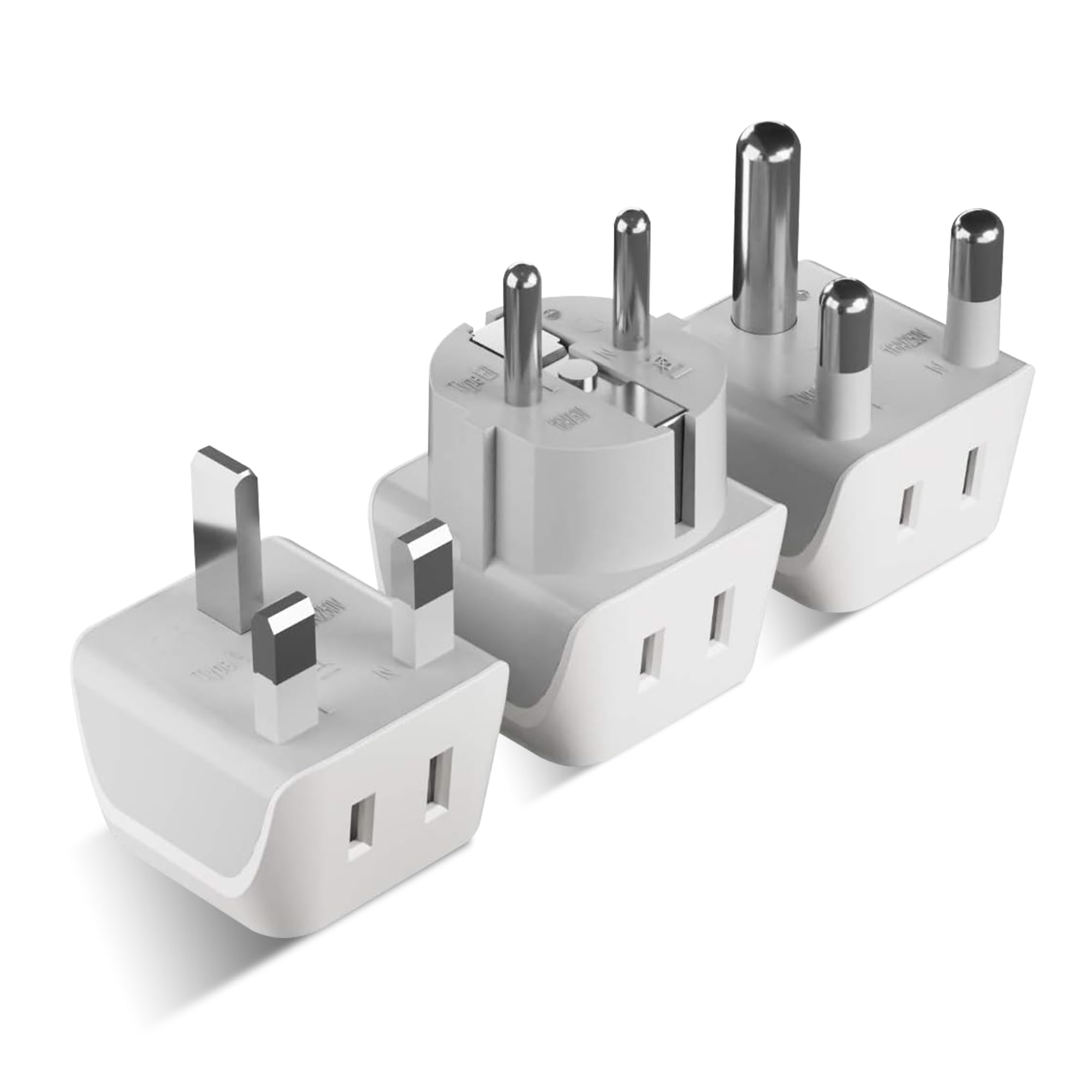 Ceptics African Travel Adapter Set 2 In 1 Usa To Africa, S. Africa, Nigeria, Ghana, Uganda (Type M, E/F, Type G)   3 Pack (Does
