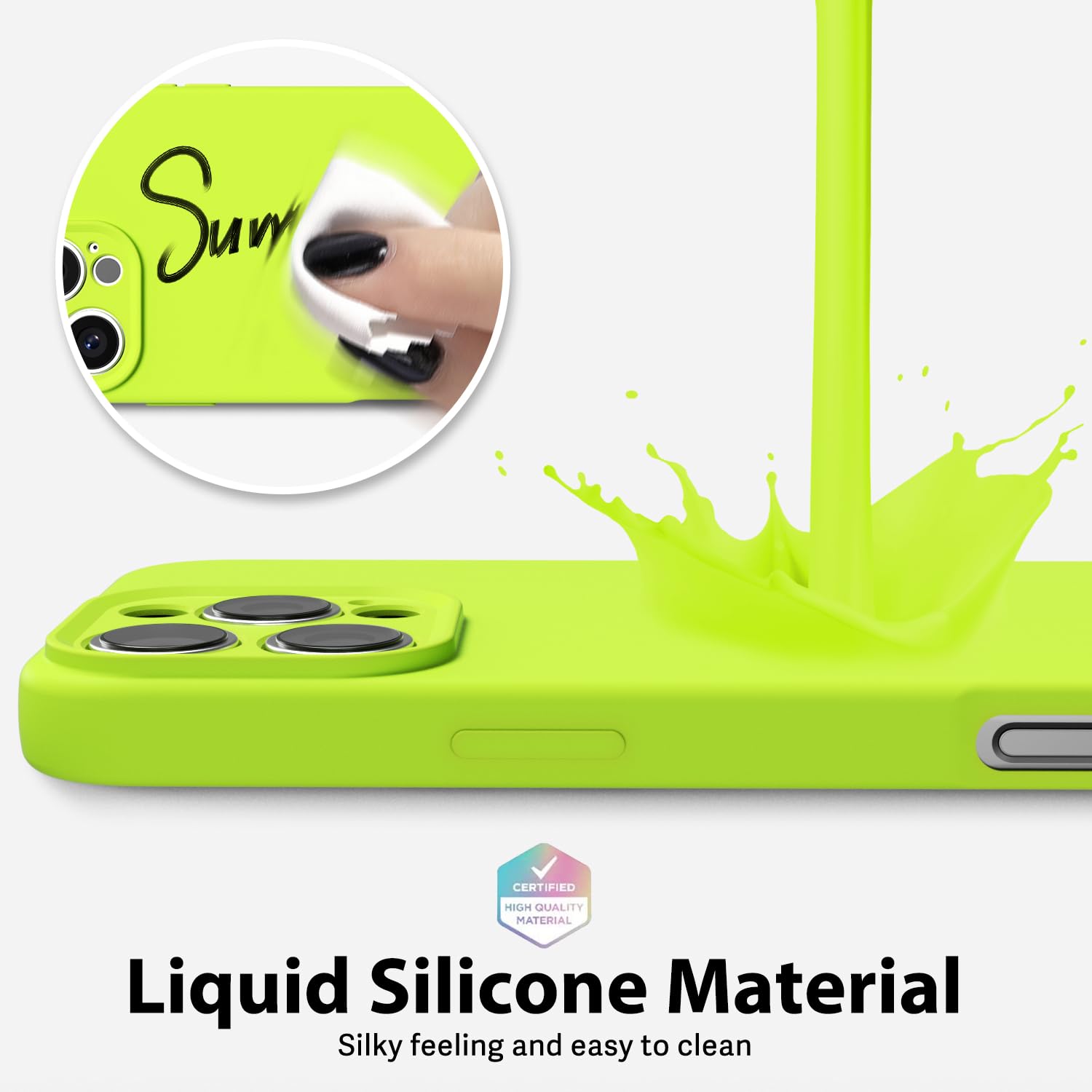 Oakxco For Iphone 16 Pro Max Phone Case Liquid Silicone, Neon Bright Solid Color, Thin Slim Soft Rubber Gel Matte Tpu Plain Simp