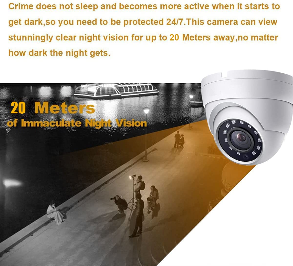 2Mp Dome Tvi Ahd Cctv Surveillance Security Camera, 2.8Mm 100 Wide Viewing Angle, 1080P Dome Camera, 65Ft Night Vision, Outdoor,