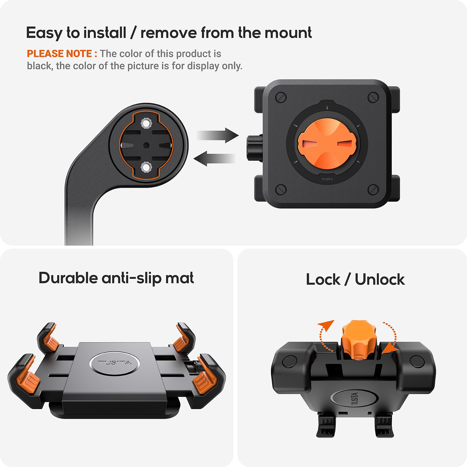 Tusita Bicycle Phone Holder Compatible With Garmin Mount, 4.0''-6.9''