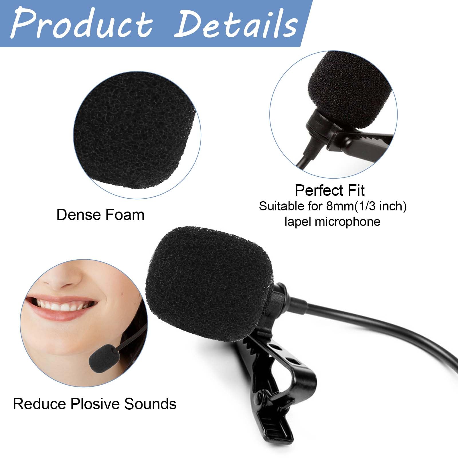 10 Pcs Mini Windscreen For Headset Microphone Small Lavalier Microphone Covers Foam Lavalier Microphone Windscreen Foam Cover Wi
