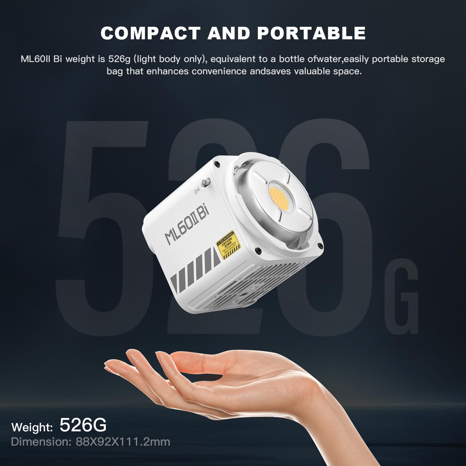 Godox70W Led Video Light Ml60Iibi,2800 5600K,Cri 96+ Tlci97+ 13000Lux,Portable Continous Output Lighting For Studio Live Streami