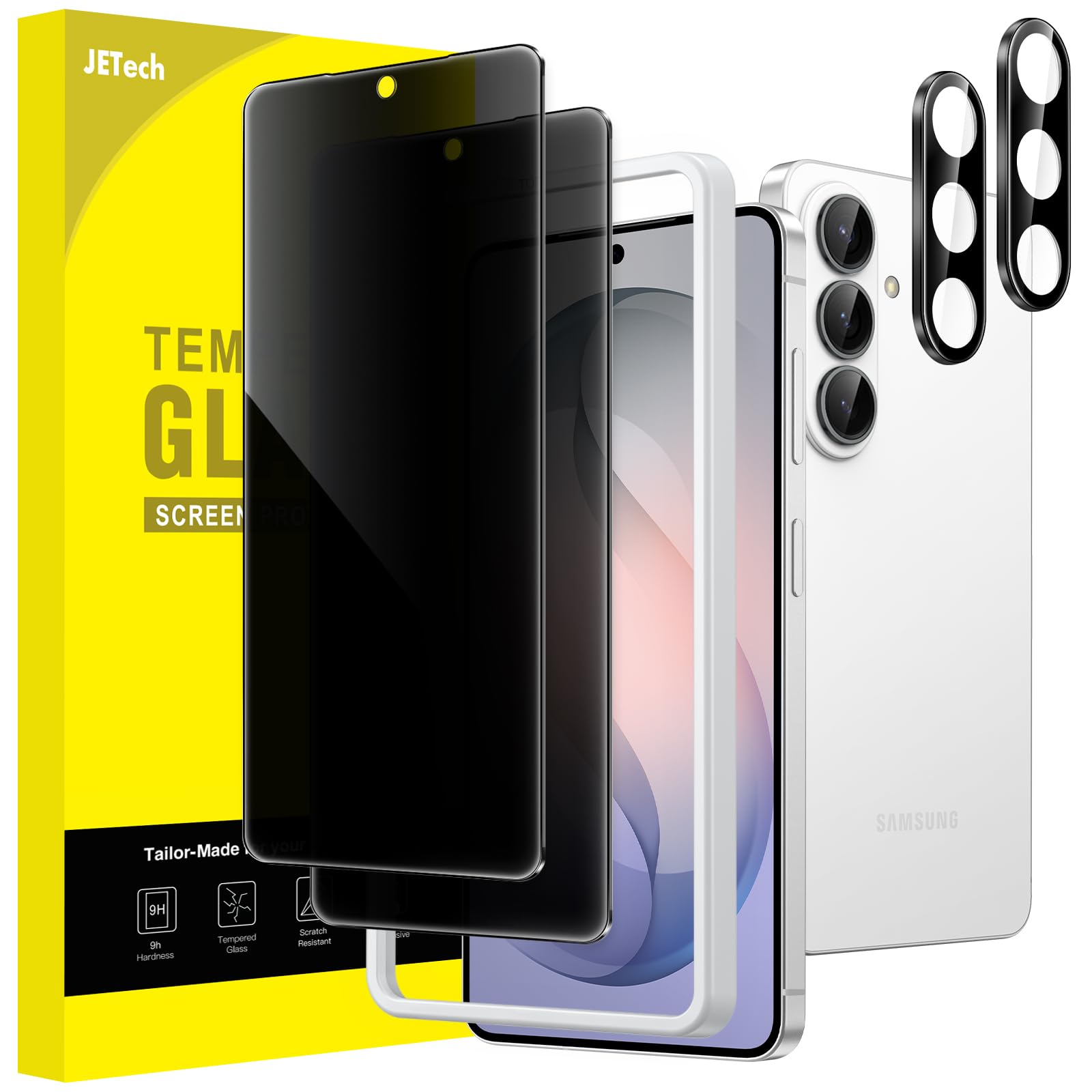 JETech Privacy Screen Protector for Samsung Galaxy S26 with Camera Lens Protector, Anti-Spy Tempered Glass Film, Easy Installati