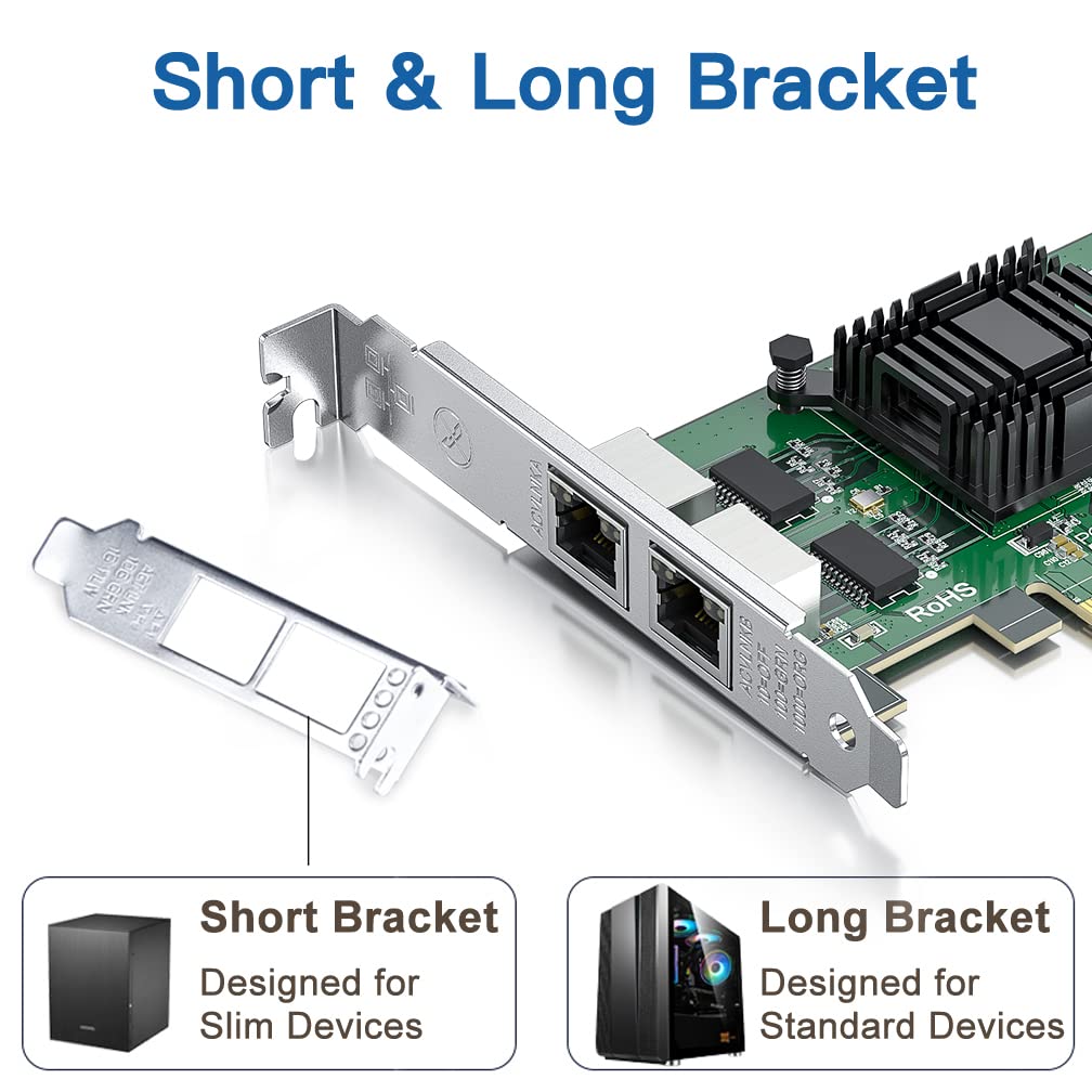 Gigabit Dual Nic With Intel 82576 Chip, 1Gb Network Card Compare To Intel E1G42Et Nic, 2 Rj45 Ports, Pci Express 2.1 X1, Etherne