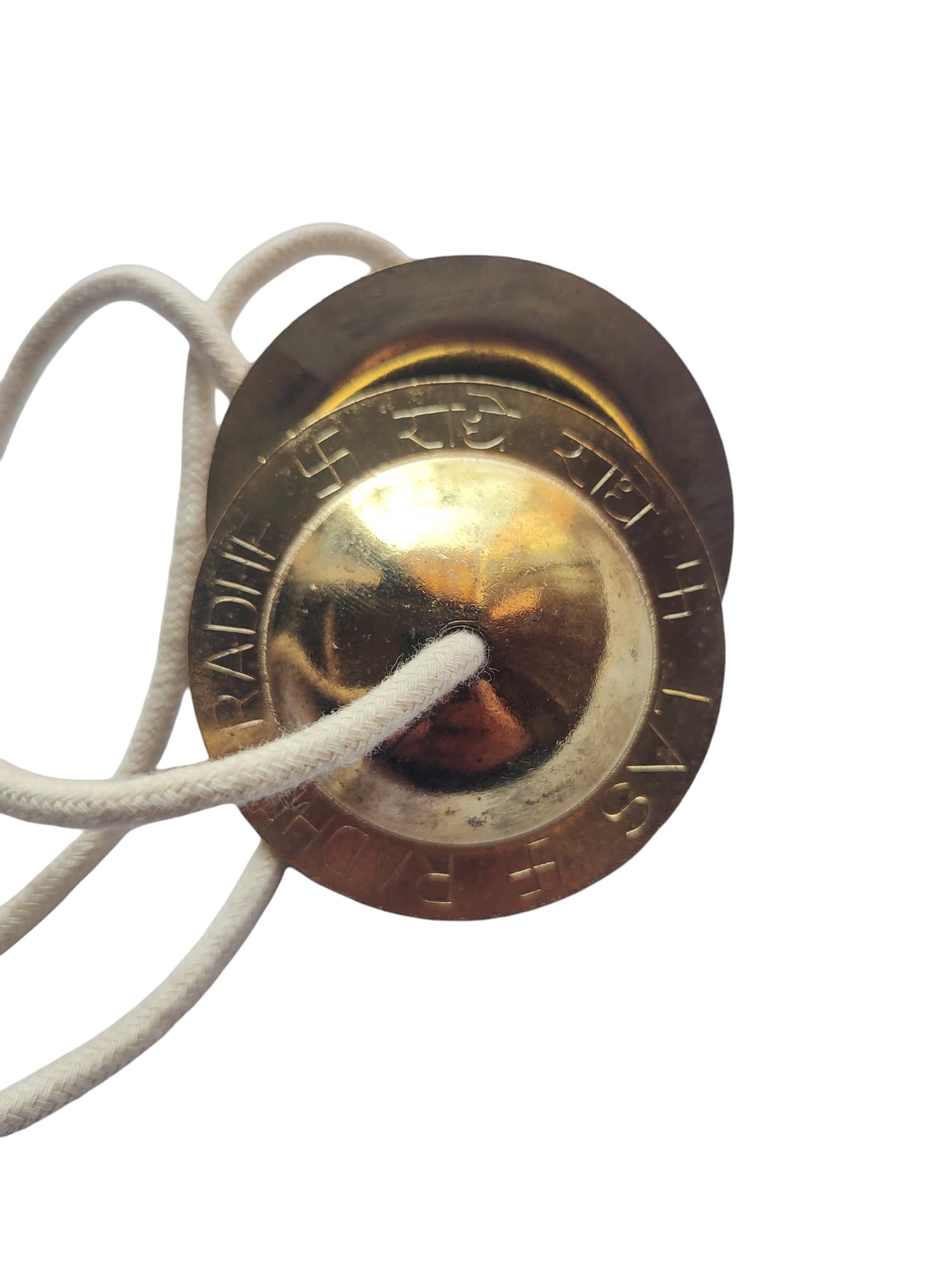 Bhavicreation Manjeera Manjira Cymbals Hand Cymbal Metal Clapper Shree Radhe Manjeera For Puja (1 Quantity), Bhavi-1