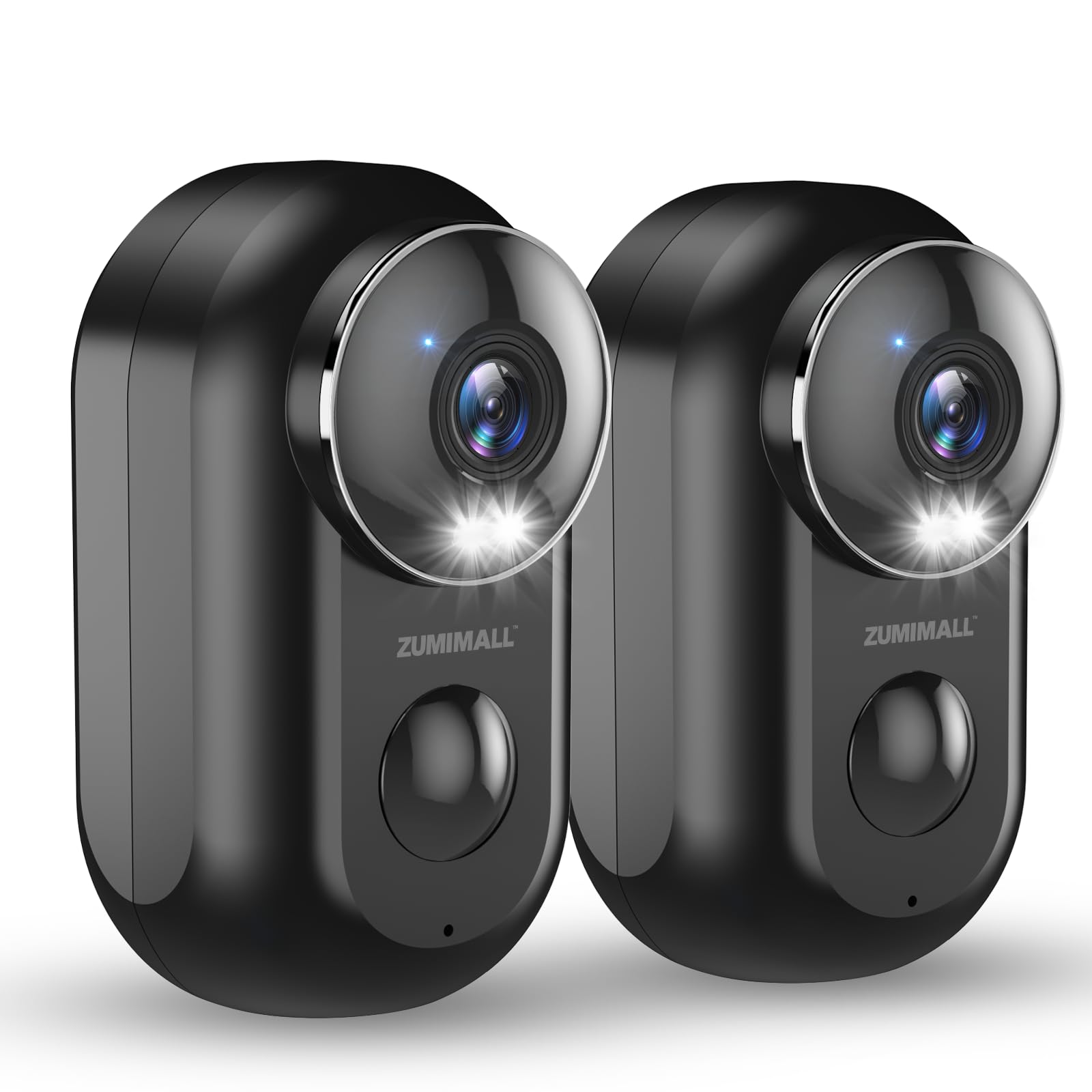Zumimall Security Cameras Wireless Outdoor, 2 Packs, 2K Cameras For Home Security, Outdoor/Indoor Camera Battery Powered, 2.4G Wifi, Magnetic Mount,3Mp Color Night Vision/Siren/Pir/Ai/Cloud/Alexa