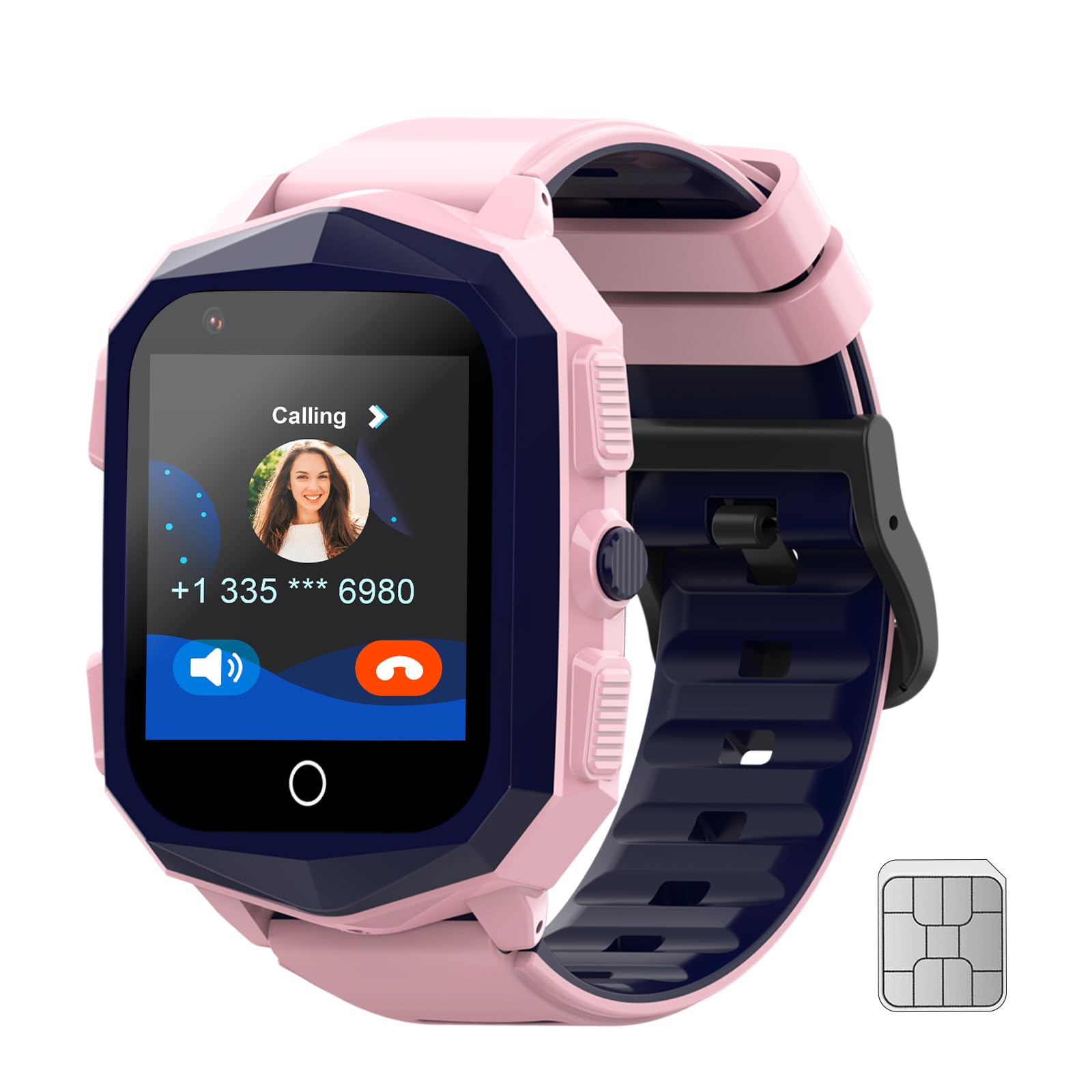 wonlex 4G Kids Smart Watch with GPS Tracker, Video Calling, Camera, SOS Emergency, 1.4 Inch Unlocked Kids Cell Phone Watch Birth