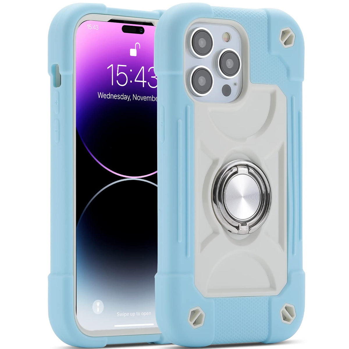 Markill Compatible With Iphone 14 Pro Max Case 6.7 Inch With Ring Stand, [Soft Silicone And Hard Plastic ] Heavy-Duty Military G