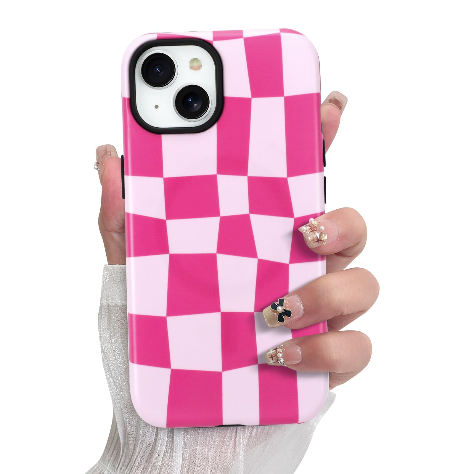 SOKAD Magnetic Checkered Phone Case for iPhone 13, Cute Grids Plaid Checkerboard Pattern Compatible with Magsafe Matte Protectiv