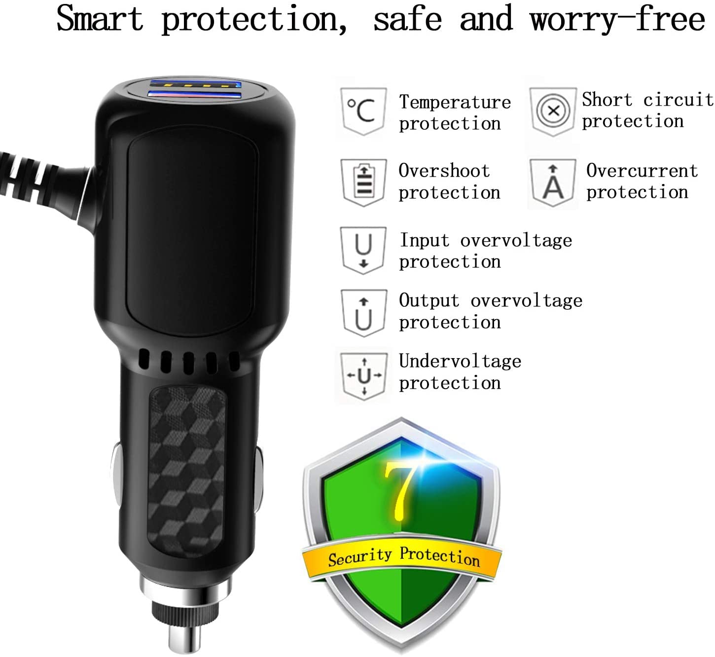 Dash Cam Charger 2024 Upgraded Usb C Car Charger With Dual Usb Port Compatible With, Rexing, Byakov, Akaso, Crosstour, Trekpow, Pruveeo, Oldshark, Garmin And Most Other Dash Cam (11.5Ft)