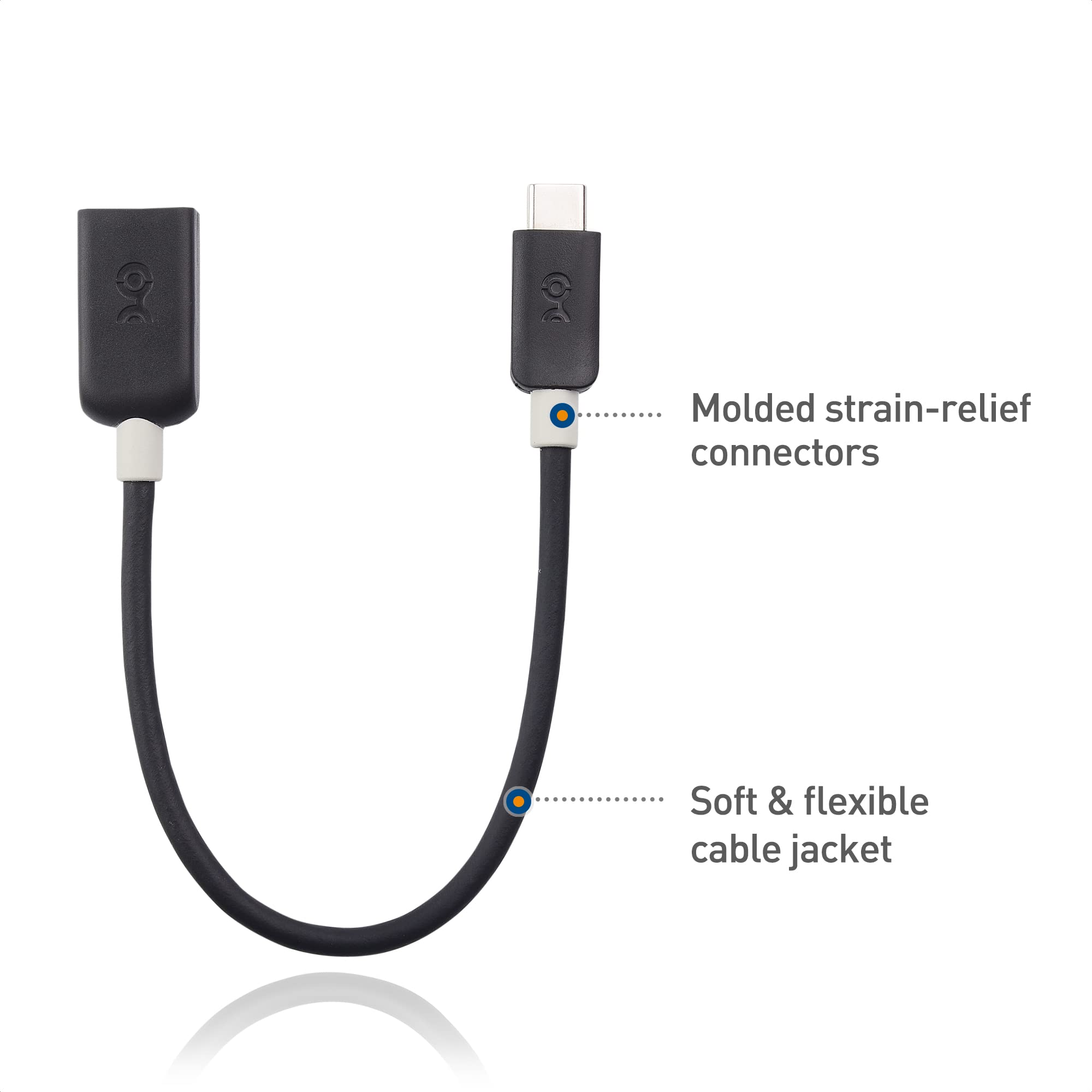 Cable Matters USB C to USB Adapter, 6-Inch USB-C to USB 3.0 OTG, Black - Fast Data Transfer, Compact Design