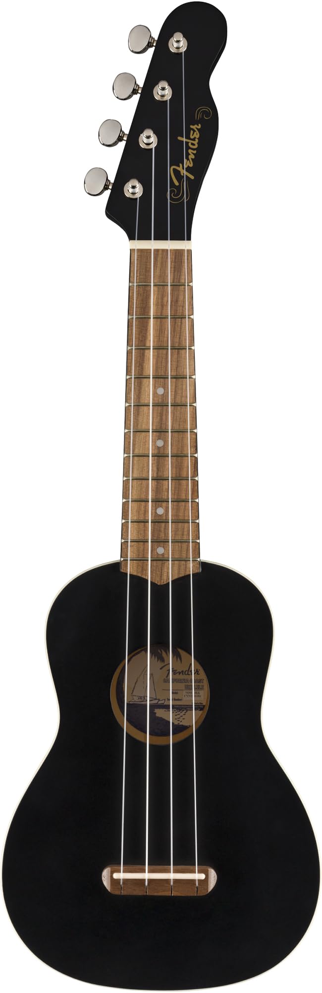 Fender Venice Soprano Ukulele - Black Bundle With Gig Bag, Tuner, And Austin Bazaar Instructional Dvd