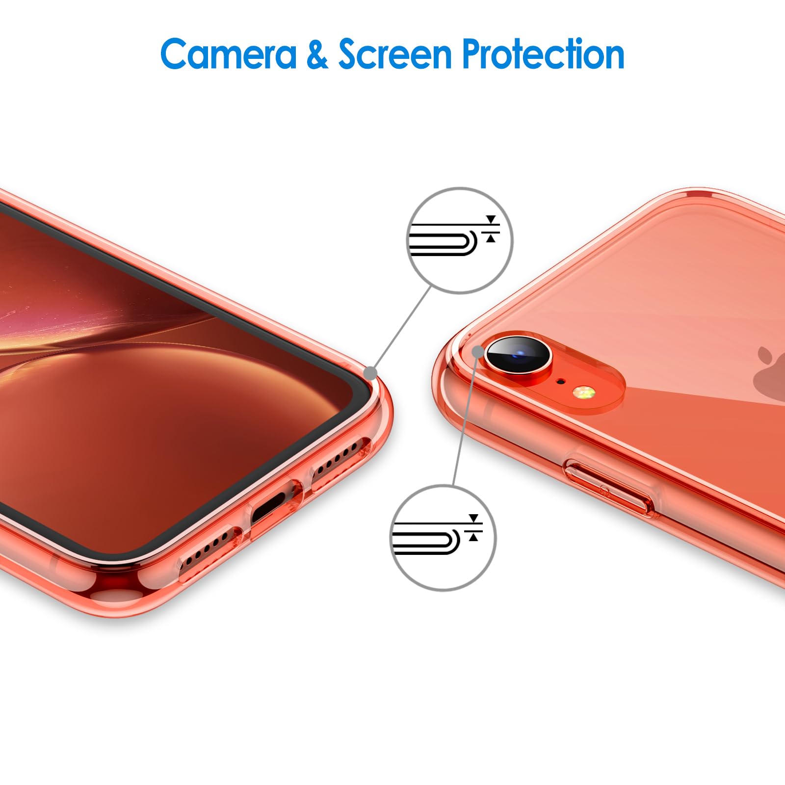 Jetech Case For Iphone Xr 6.1 Inch, Non Yellowing Shockproof Phone Bumper Cover, Anti Scratch Clear Back (Coral)