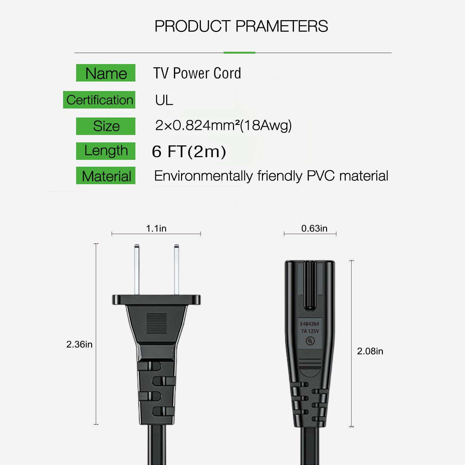 Goffeu 2 Prong Printer Power Cord/Printer Power Cable For Canon Pixma Mg/Mp/Mx/Ip Series Printers And Hp, Lexmark,Dell,Brother,E