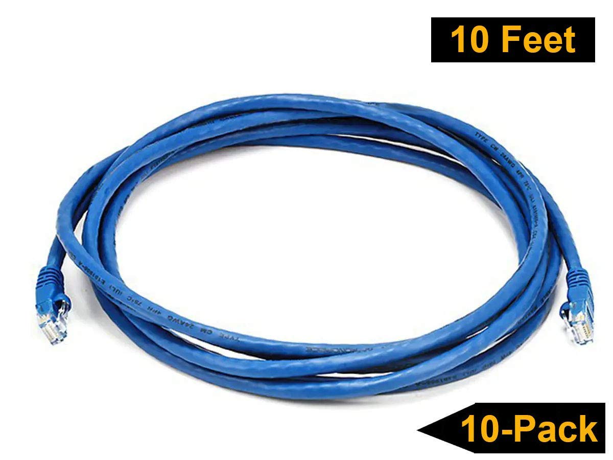 Imbaprice   3Ft Cat5E Network Ethernet Patch Cable (10 Pack)   Blue