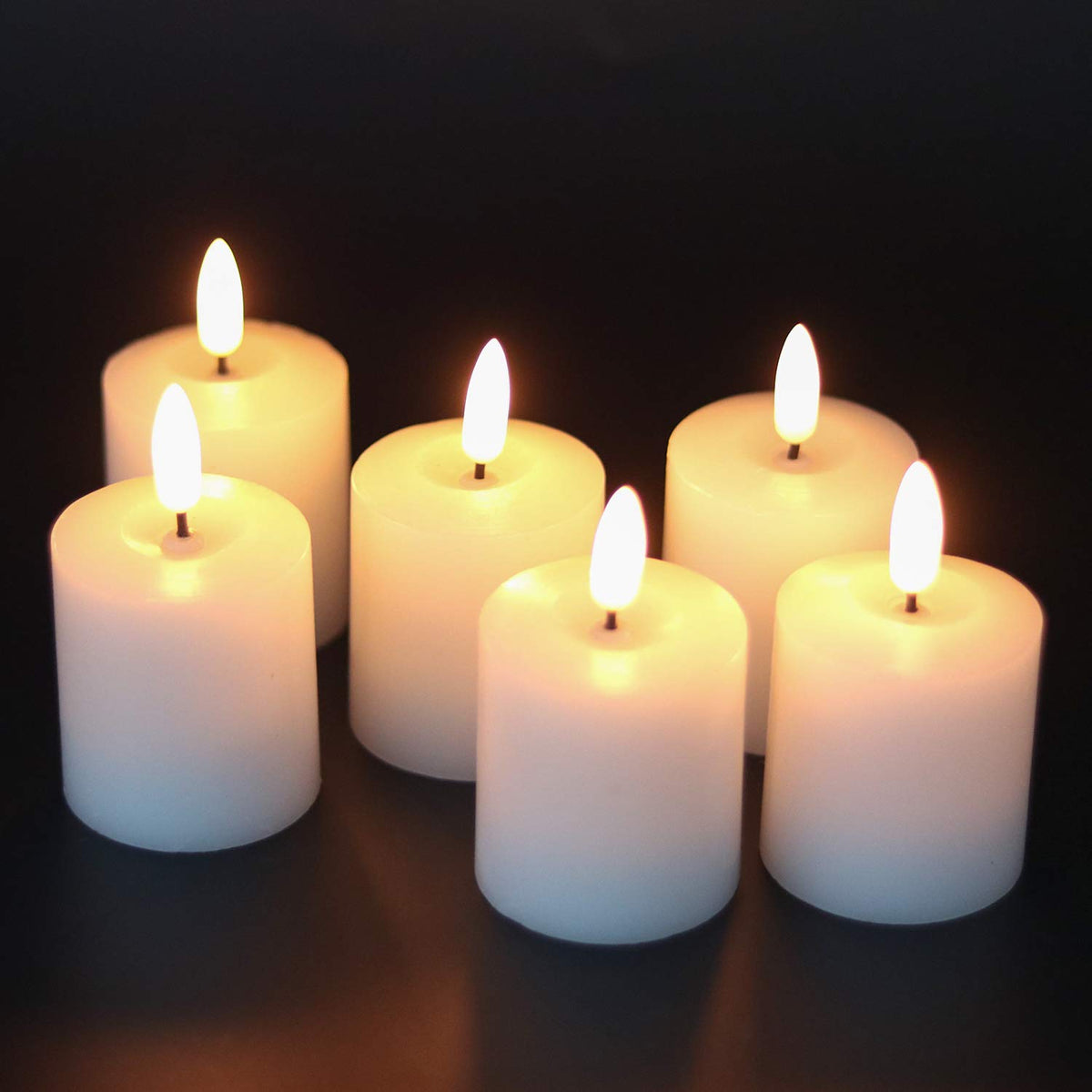 Eldnacele Flameless Flickering Votive Candles With Timer, Realistic Black Wick Led Pillar Candles D2X H3Battery Operated Candles