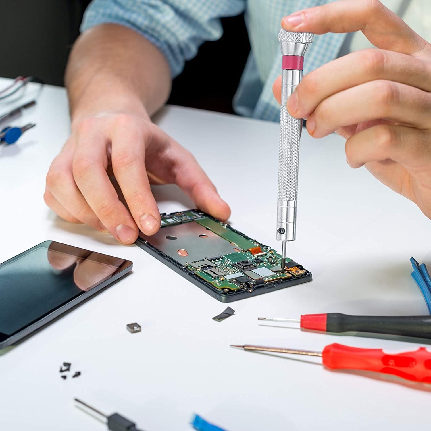 Woshilaods 500 Pcs Small Replacement Screws, M1.2/M1.4/M2.0 Black Tiny Micro Laptop Computer Electronic Screws Assortment Kit, G