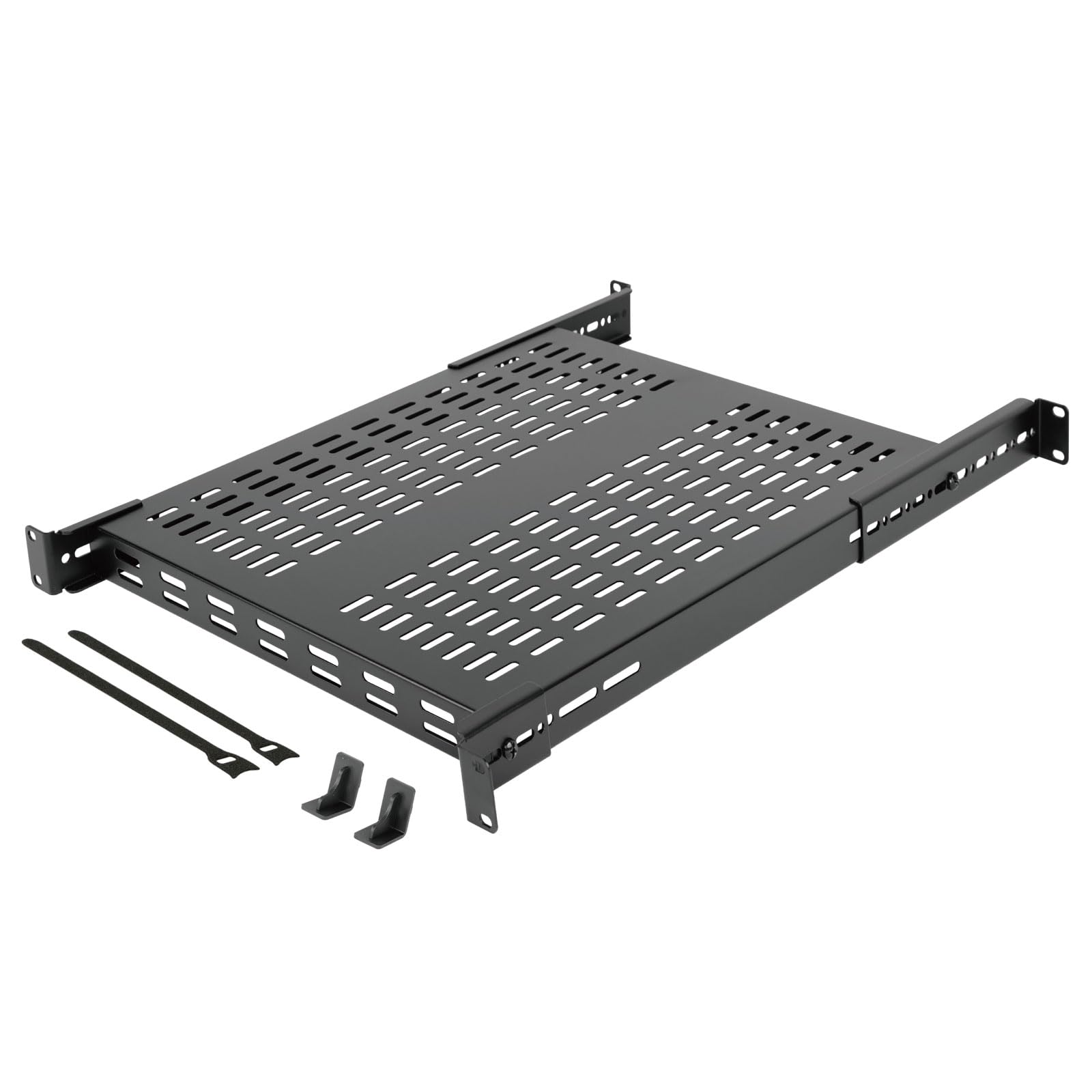 Tecmojo 1U 4-Post Vented Server Rack Mount Shelf,21.7in Deep with Adjustable Depth 13.5-31.8 Inch,Supports to 242 lbs,Universal 