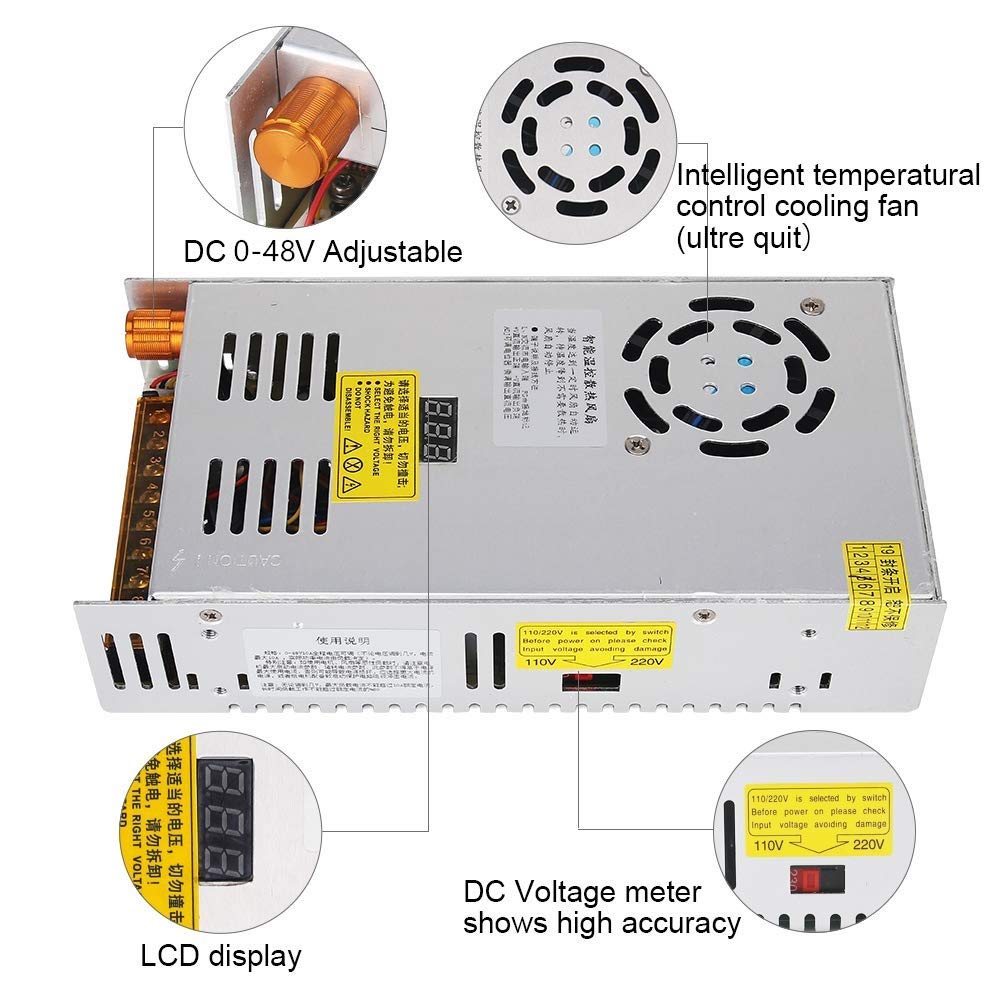 Adjustable Dc Power Voltage Converter Ac 110V 220V To Dc 0 48V Module Switching Power Supply Digital Display 480W Voltage Regula