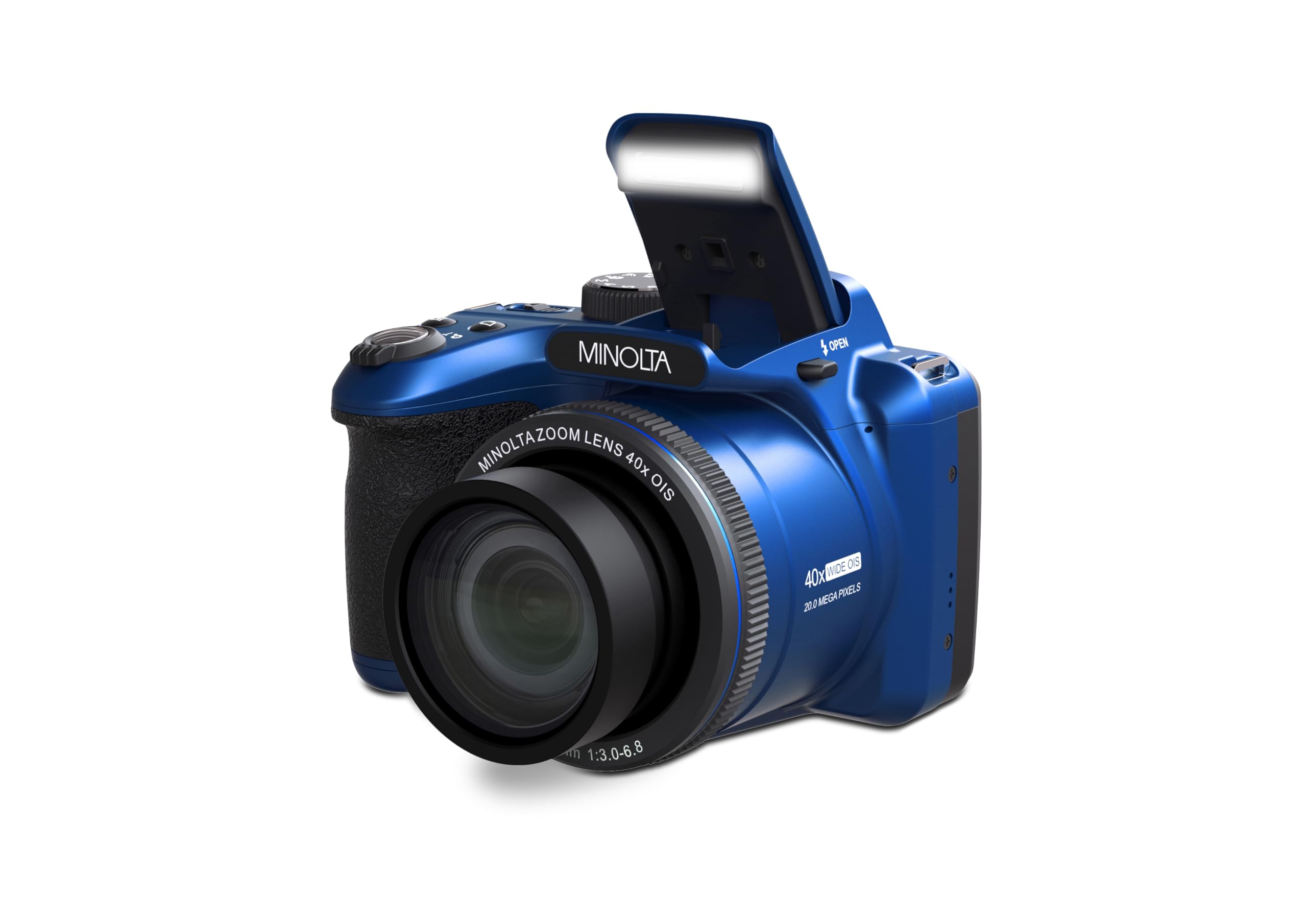 Minolta 20 Mega Pixels 40x Optical Zoom Digital Camera with 1080p FHD Video, Blue
