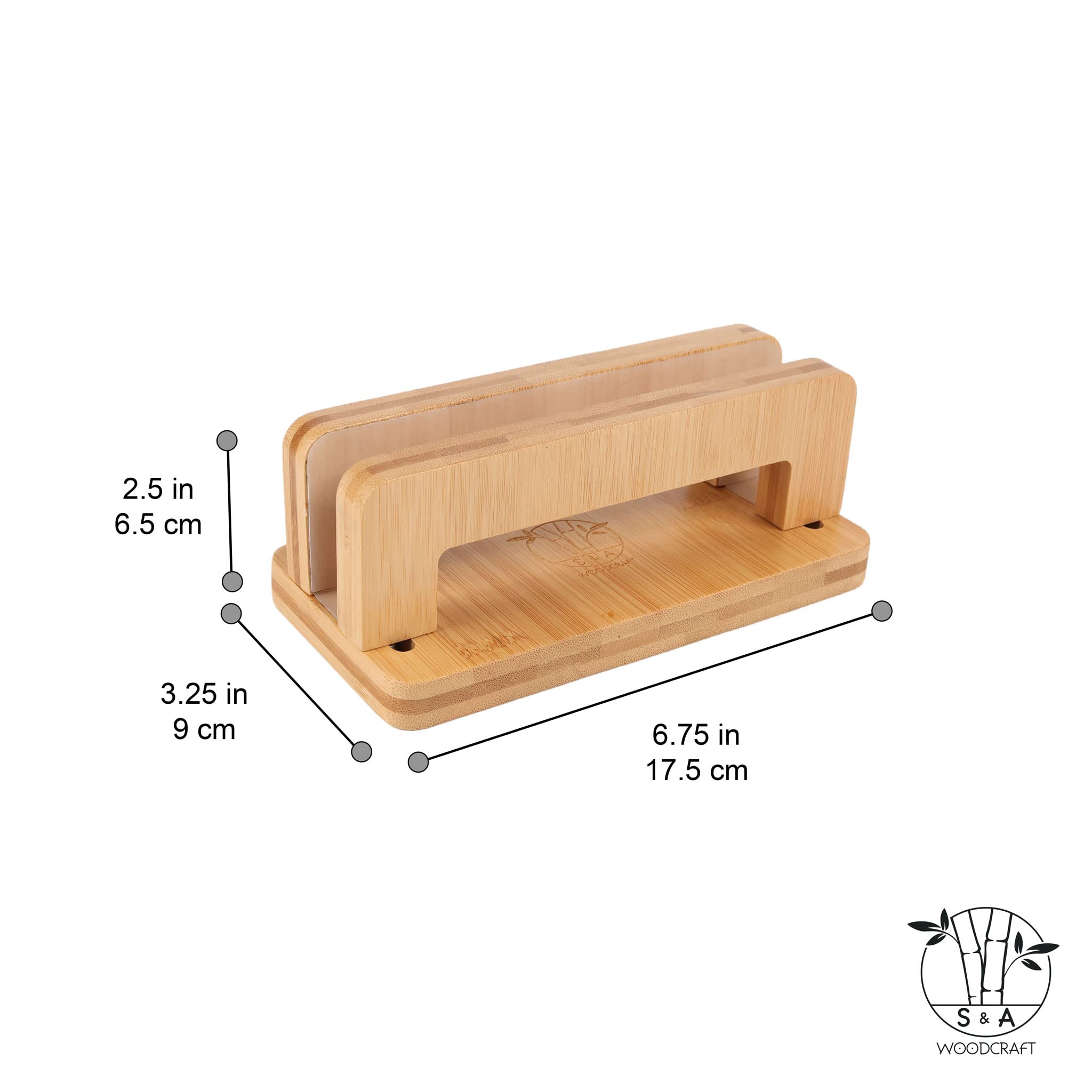 S&A Woodcraft Bamboo Wood Vertical Laptop Stand, Adjustable Wooden Laptop Holder, Non Slip Laptop Dock Compatible With Apple Mac