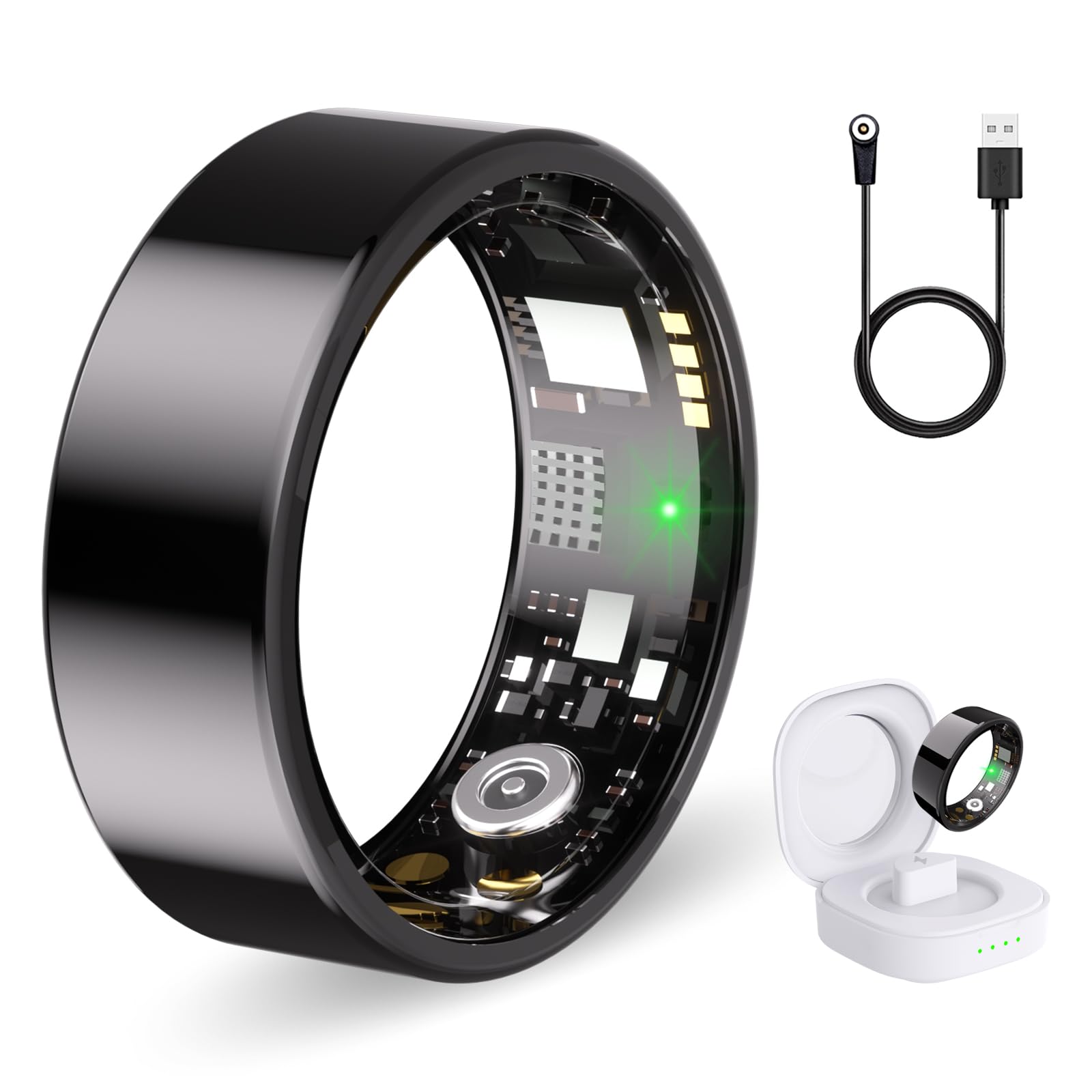 Smart Ring Health Tracker for Women & Men, Fitness Ring with Heart Rate Blood Oxygen, Sleep monitor, Step Tracker, IP68 Waterpro