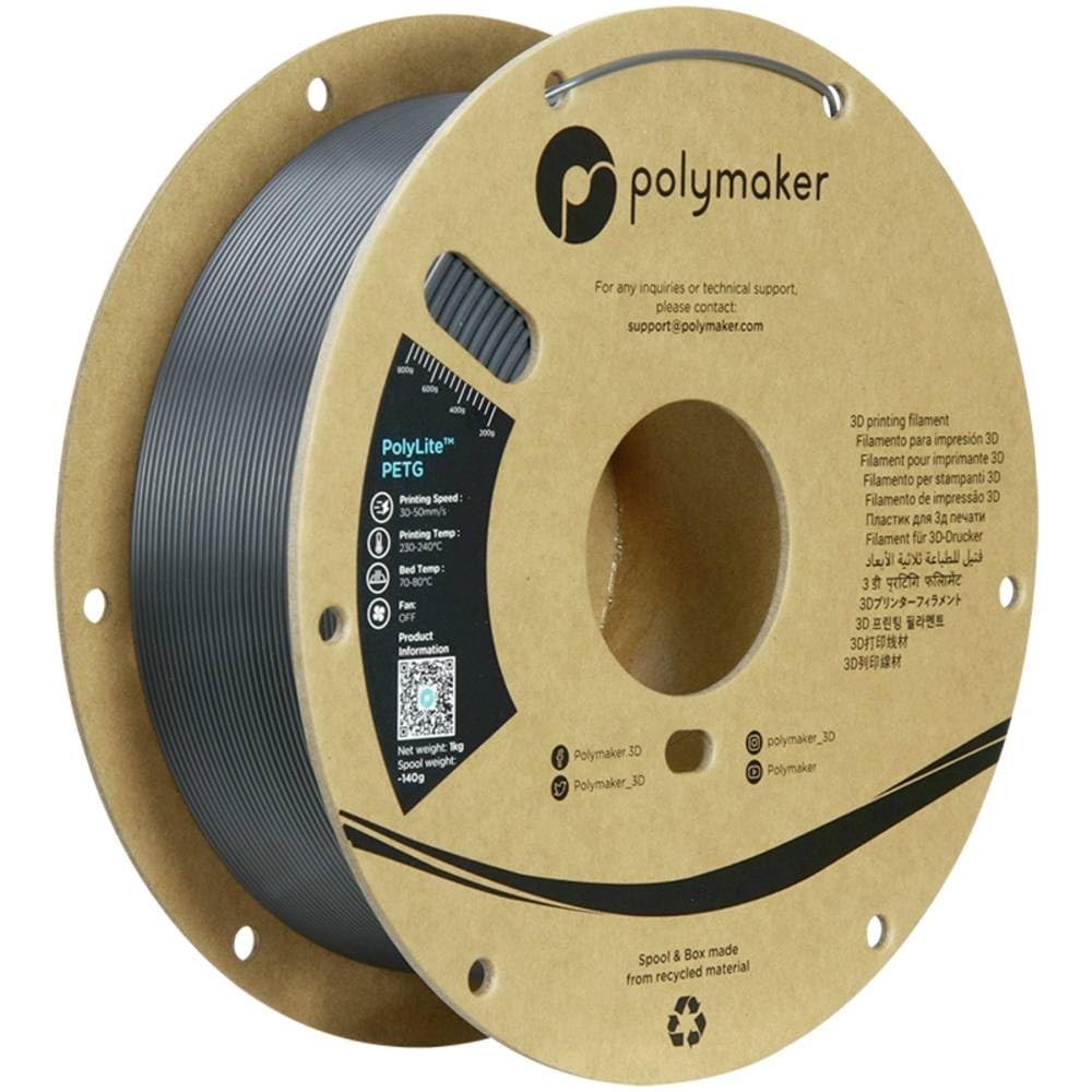 Polymaker Petg Filament 1.75Mm, 1Kg Strong Petg 3D Printer Filament Dark Grey   Polylite Petg Transparent 3D Printing Filament 1