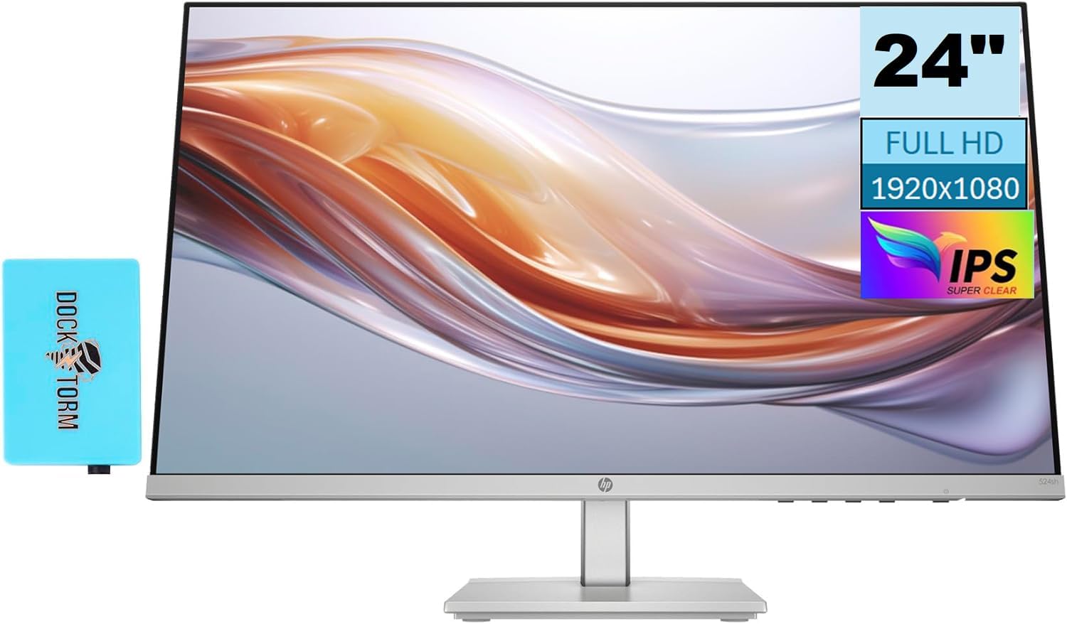 Hp Series 5 524Sh Monitor (Replaces M24H) 24'' Fhd Ips 300 Nits Display W/Docztorm Usb Port Expander, 1X Hdmi, 1X Vga, Flicker-F